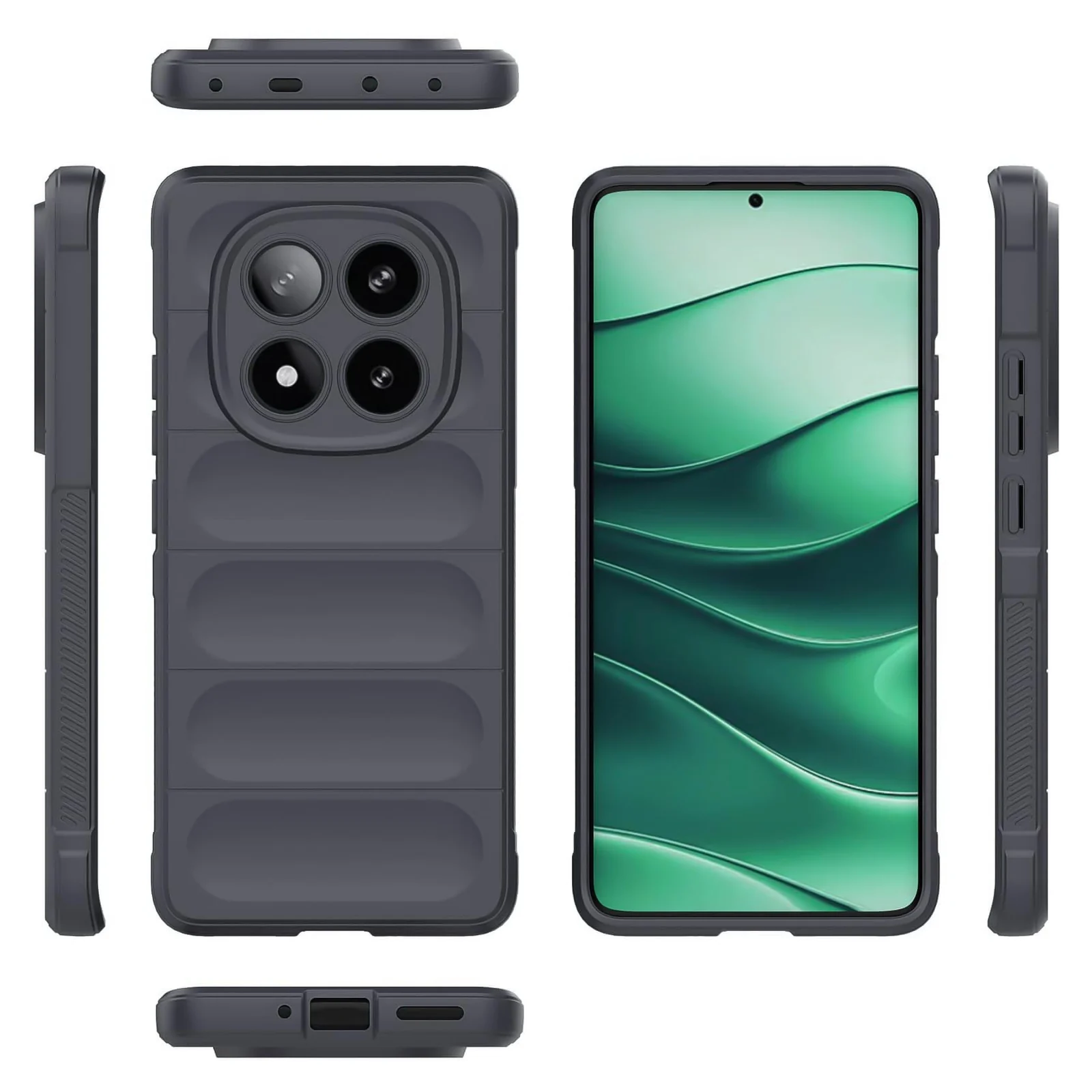 DL3 Mobilak Flexible Silicone and TPU Protective Case with Camera Protection for Xiaomi Redmi Note 14 Pro 4G - Dark Gray