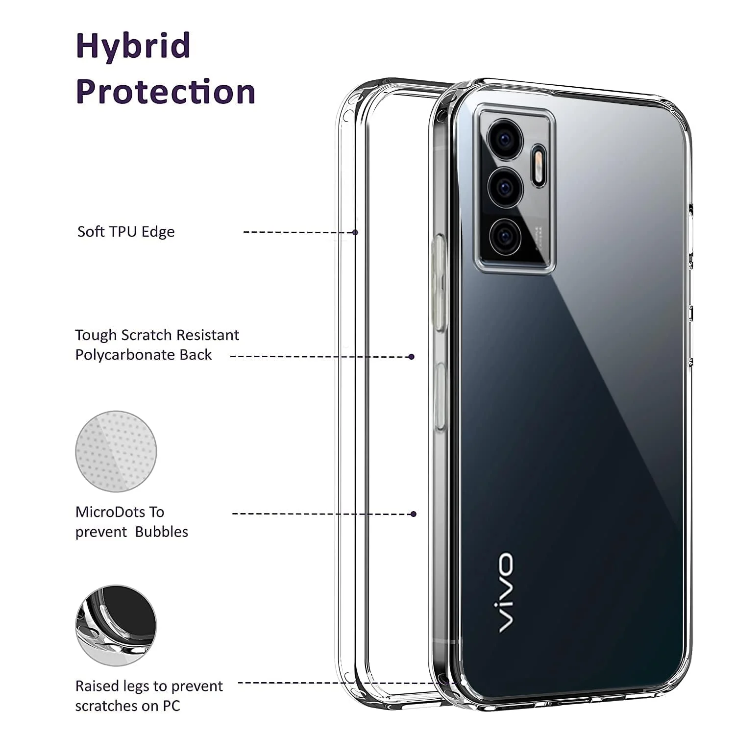 DL3 Mobilak Case Compatible with vivo V23E/vivo S10e/vivo Y75 4G Case Crystal Soft TPU Gel Case Flexible Silicone Anti-Scratch Camera Protection TPU Cover - Clear
