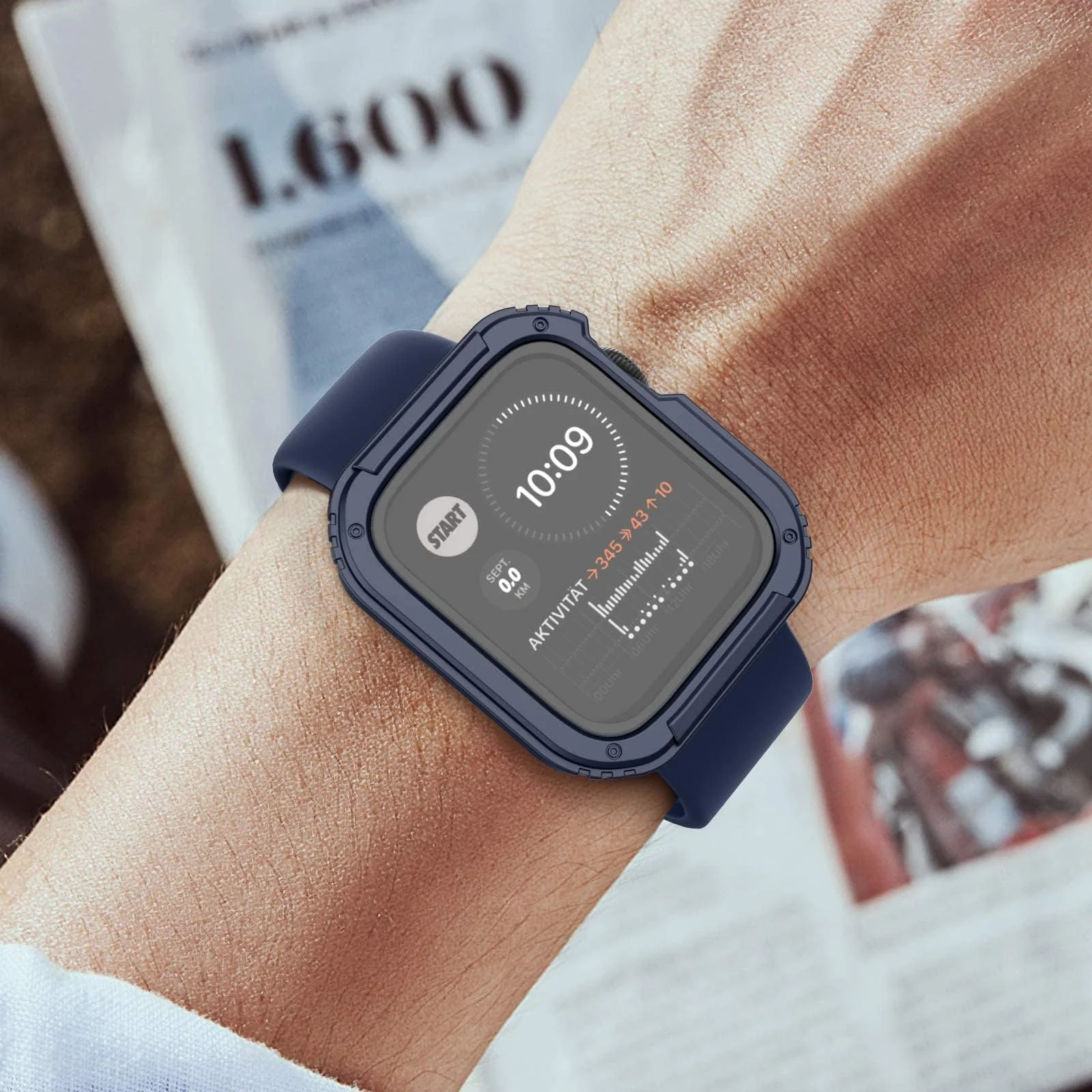 DL3 Mobilak Rugged Apple Watch Case 41mm Series 9 8 7 with Screen Protector, Durable Military Grade Drop-Proof Protective Cove Full Coverage Shock-Proof Bumper for iWatch Series 9/8/7 41mm - Blue