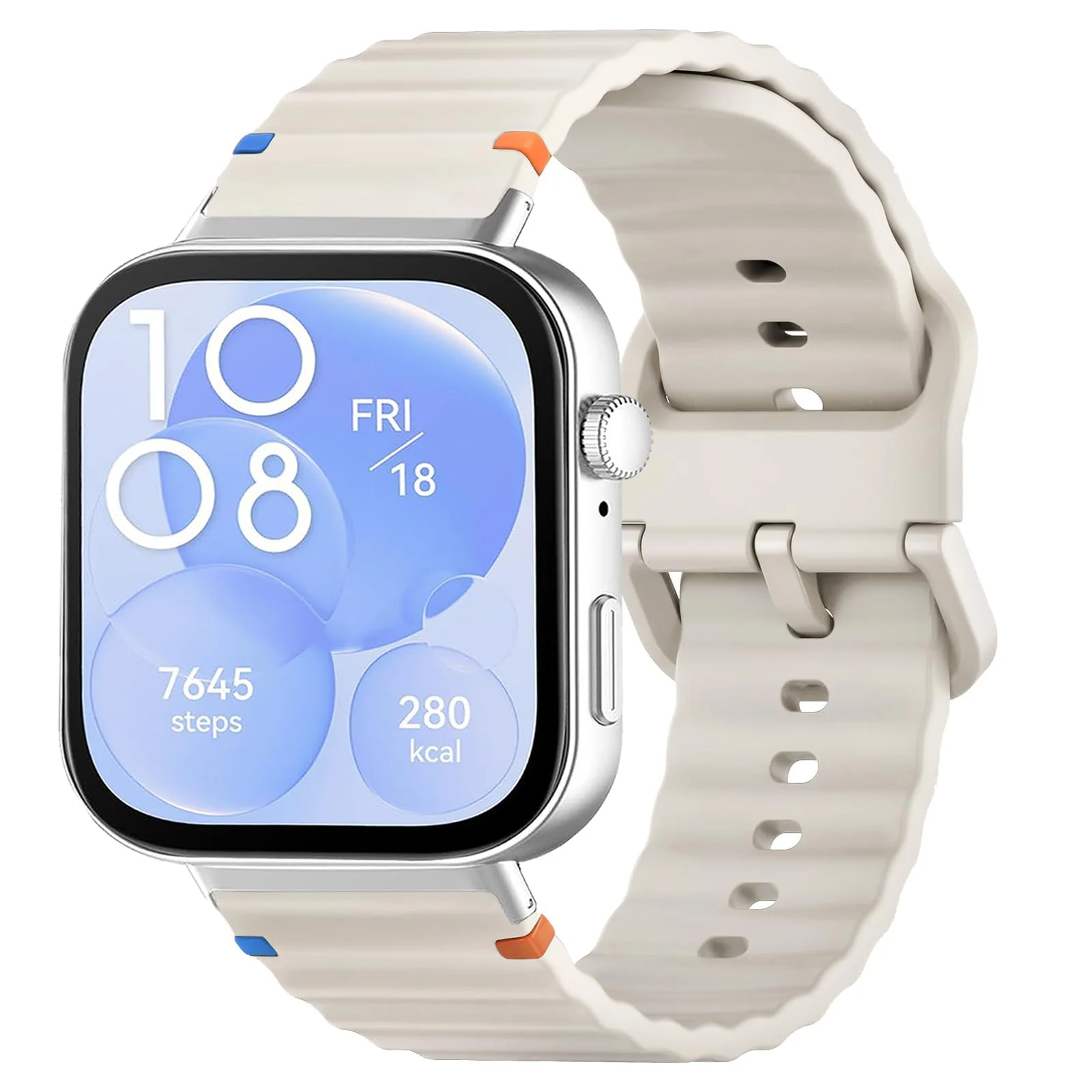 DL3 Mobilak Silicone Wave Stitching Wristband for Huawei Watch Fit 3/Watch Fit 4 Pro/Fit 4 Strap, Watchbands Breathable Sport Bands Armband Quick Release Strap Adjustable Bracelet - Starlight