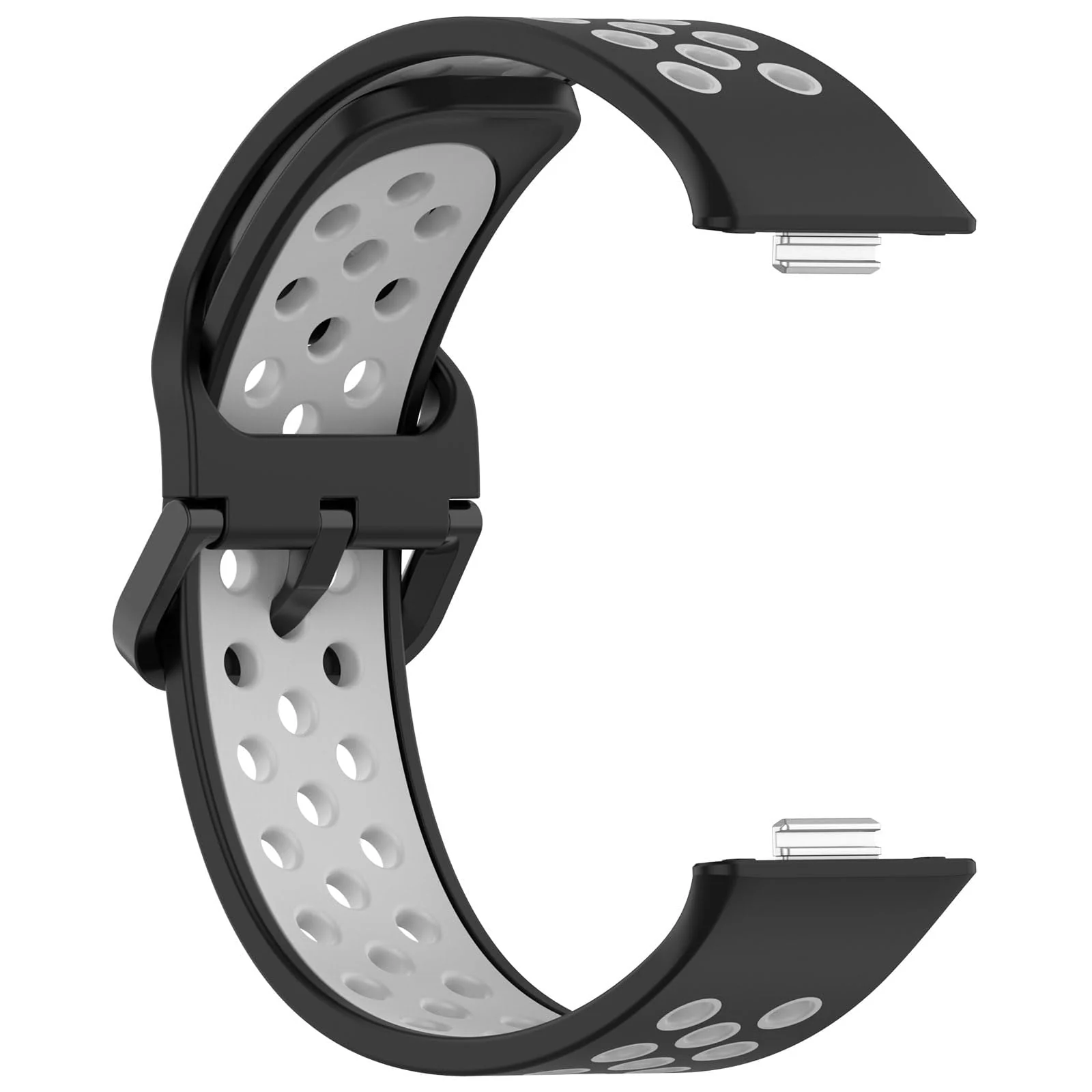 DL3 Mobilak Silicone Strap for Huawei Watch Fit 3, [Breathable] Soft Silicone Sport Wristband Bracelet Replacement Strap, Two-tone Strap, Adjustable Design, for Huawei Watch Fit3 - Black Gray