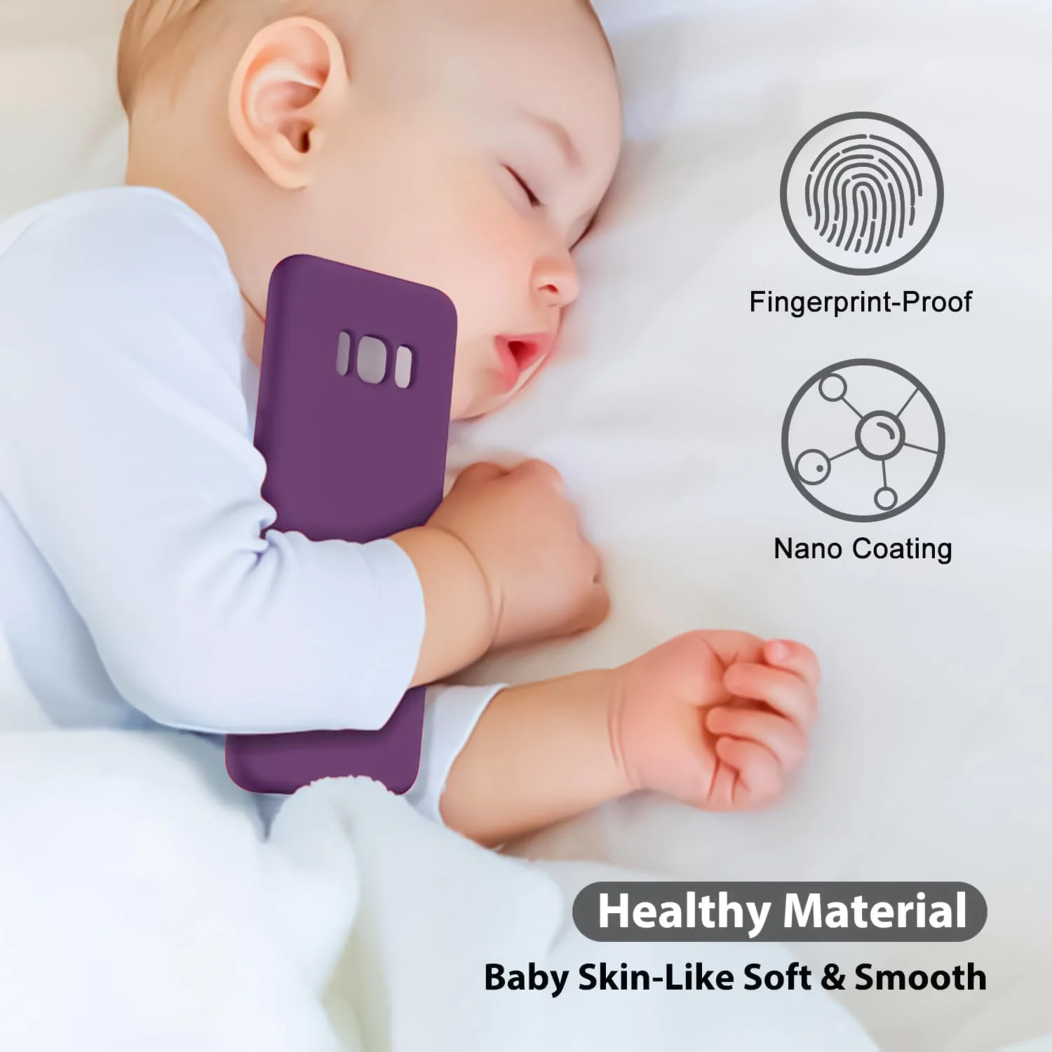 DL3 Mobilak Liquid Silicone Protective Case with Soft Microfiber Lining with Full Camera Protection for Samsung Galaxy S8+ Plus - Violet