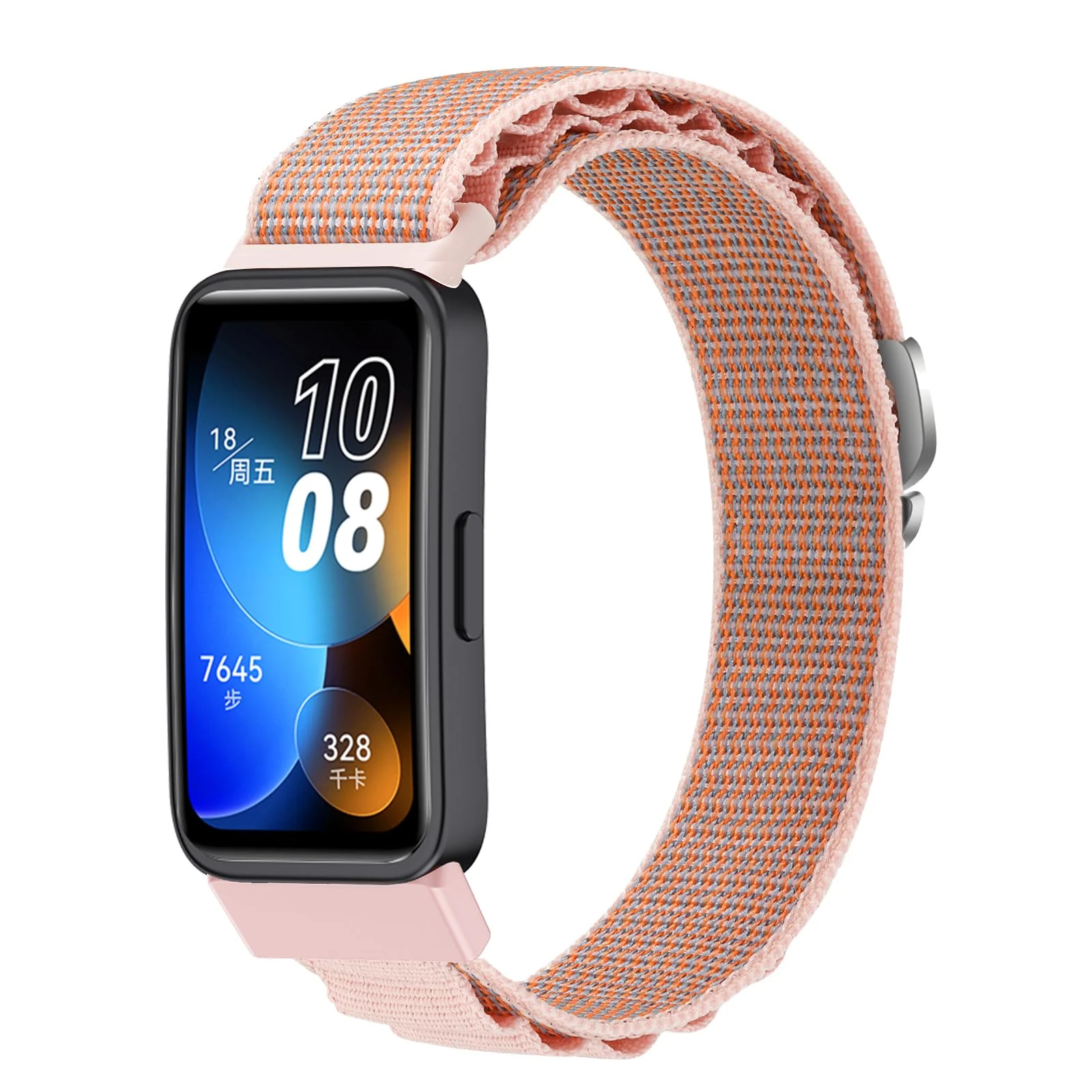DL3 Mobilak Alpine Loop Band for Huawei Band 9 / Huawei Band 8, Women Men Nylon Sport Solo Loop Rugged Wristband with G‑Hook For Huawei Band 8/Band 9 - Pink