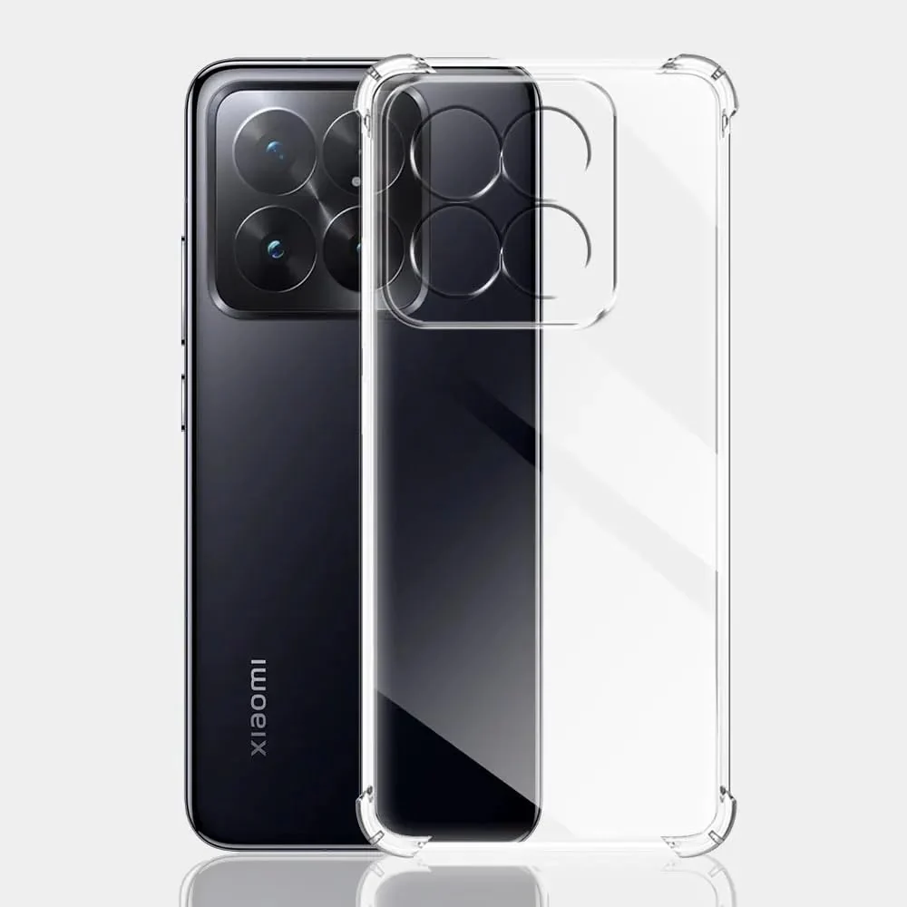 DL3 Mobilak Case Compatible with Xiaomi 14 pro, Cover Silicone Transparen t TPU Gorilla Anti-shock Protector Camera Shockproof Corners - Clear