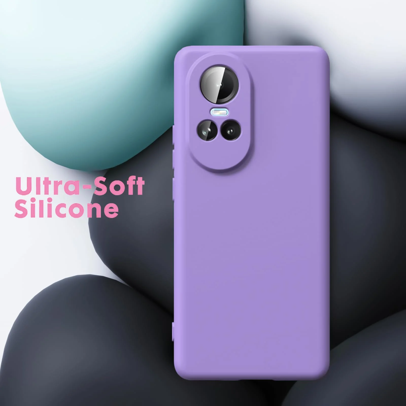 DL3 Mobilak Liquid Silicone Case for OPPO Reno 10 5G / OPPO Reno 10 Pro 5G, Not compatible with MagSafe, Supports wireless charging, Camera protection - Light Purple