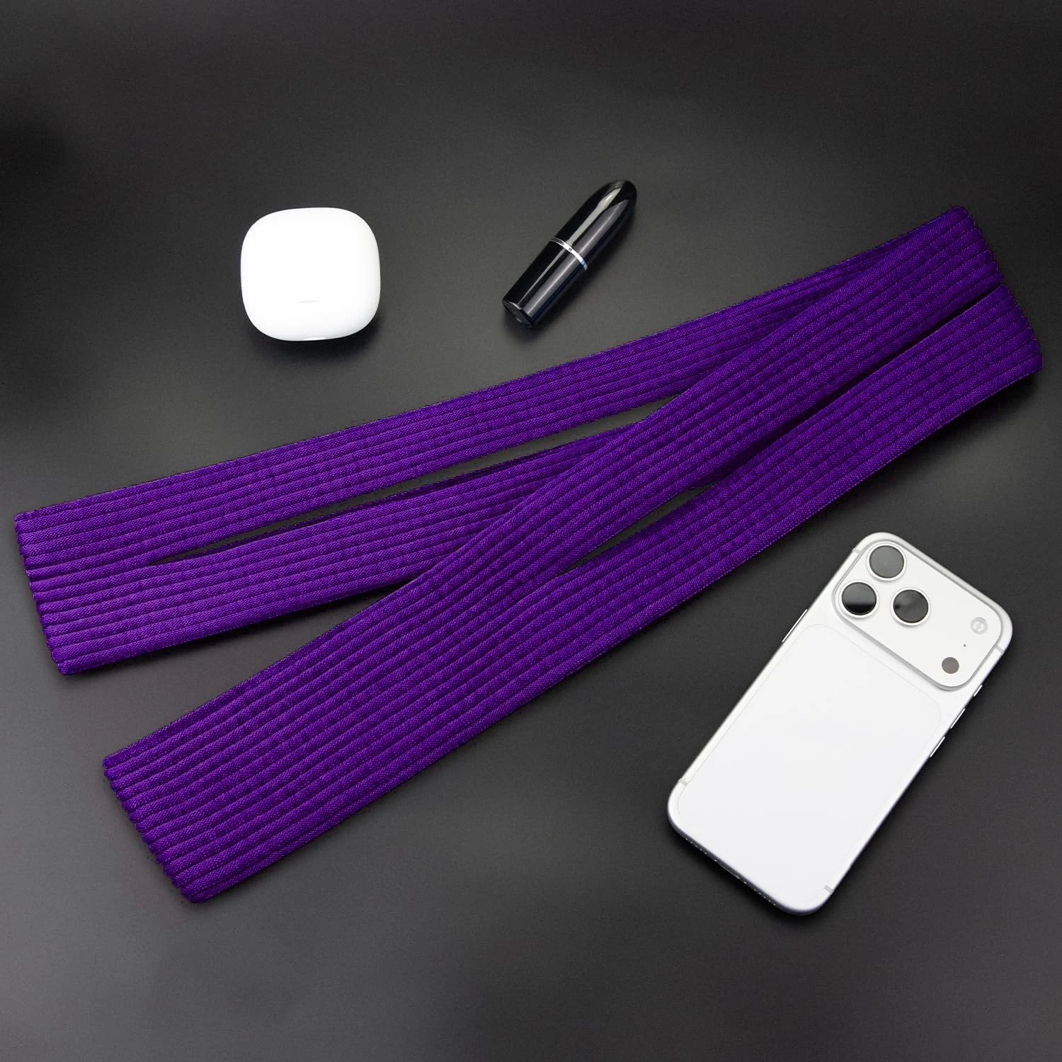 DL3 Mobilak Phone Pocket Lanyard Crossbody Strap 80cm, Universal Stretch Knit Mobile Holder Pouch, Hands-Free Shoulder Phone Bag for iPhone & All Smartphones, Lightweight Minimalist Design - Purple