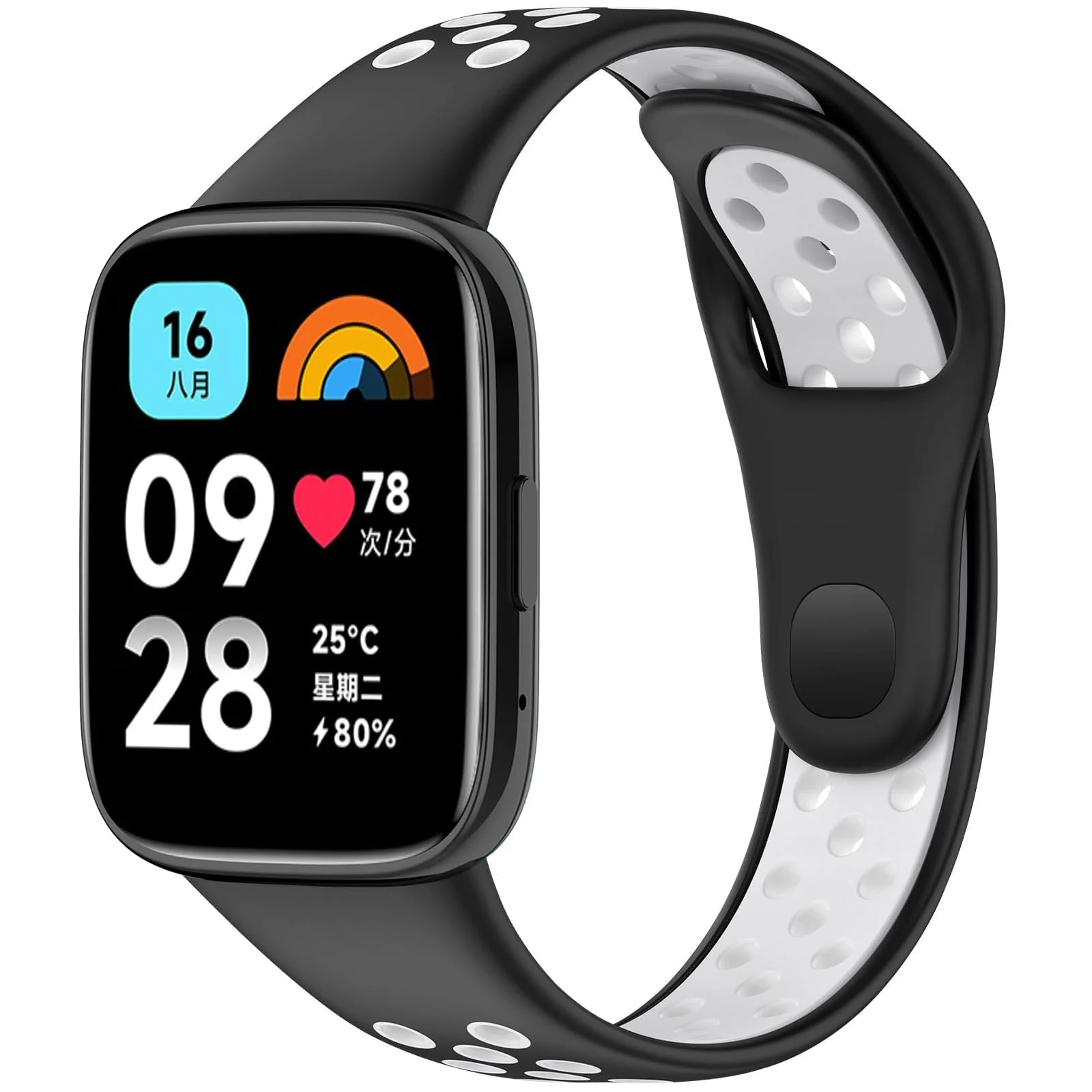 DL3 Mobilak Strap Silicone Compatible With Xiaomi Redmi Watch 3 Active/Redmi Watch 3 Lite, Sport Silicone Watch Band Wrist Strap, Bracelet Wristband Wrist Strap - Black White