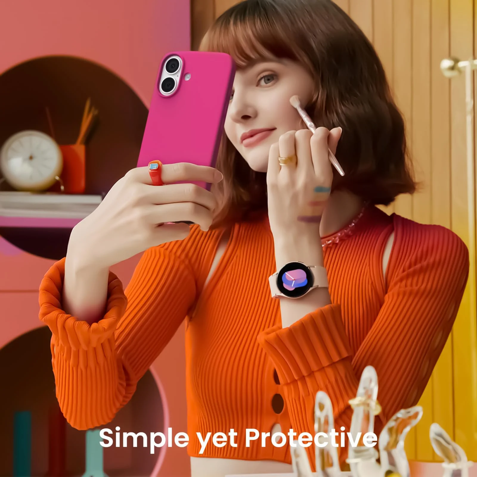 DL3 Mobilak Liquid Silicone Case for iPhone 17 6.3-Inch, Supports wireless charging, Shock-absorbing protection, Scratch-resistant surface - Fuchsia