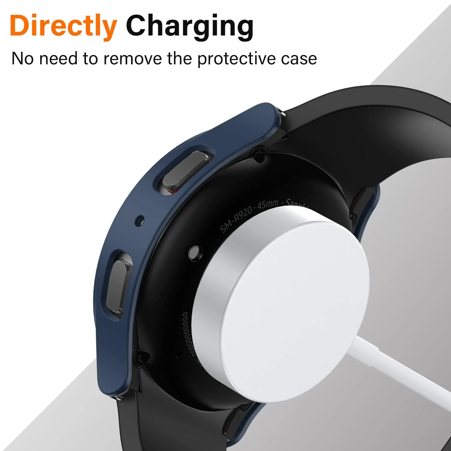 DL3 Mobilak Protective Case Compatible with Samsung Galaxy Watch 5 Pro 45mm 9H Hardness PC Case Bumper Full Slim Protective Cover with Tempered Glass For Samsung Galaxy Watch5 Pro 45mm - Blue