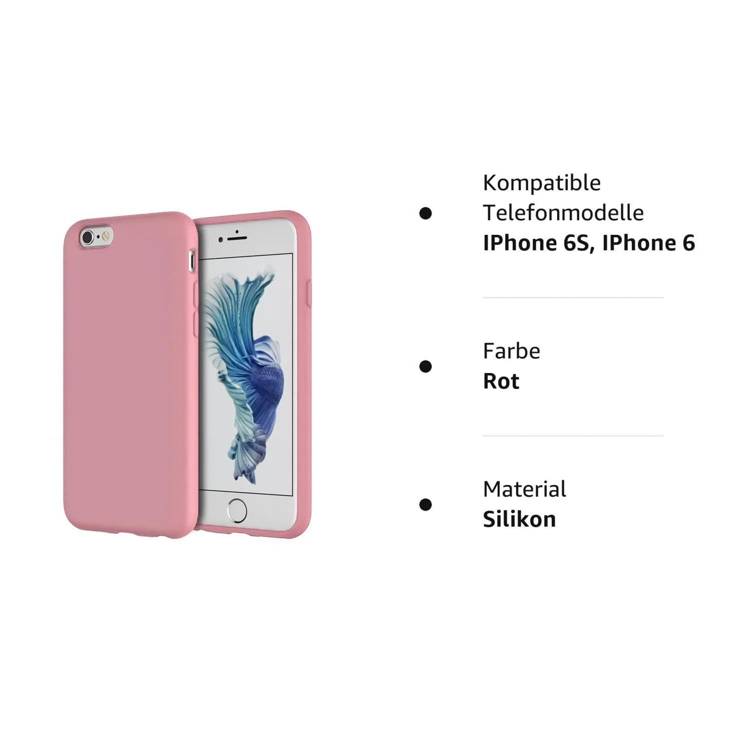 DL3 Mobilak Compatible with iPhone 6 / 6S Case, Liquid Silicone Case, Full Body Protective Cover, Shockproof, Slim Phone Case, Anti-Scratch Soft Microfiber Lining - Pink