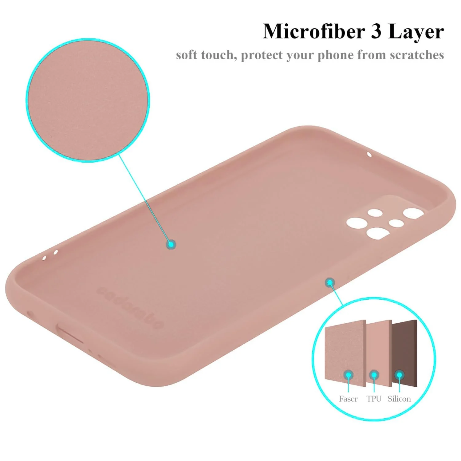 DL3 Mobilak Silicone Protective Case for Samsung Galaxy A71, Shock-absorbing protection, Scratch-resistant surface, Soft microfiber lining - Light Orange