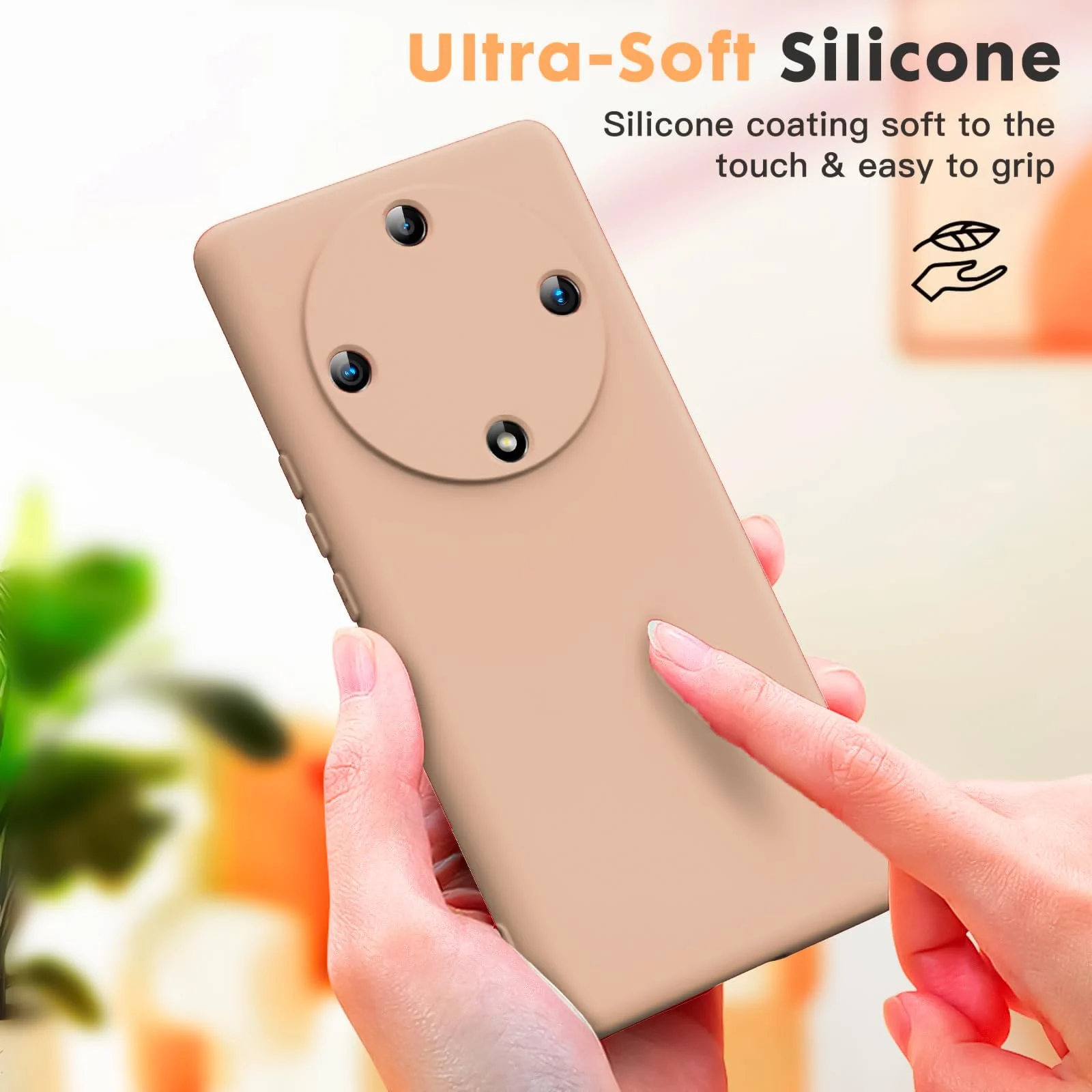 DL3 Mobilak Silicone Protective Case for Honor X9a, Shock-absorbing protection, Scratch-resistant surface, Soft microfiber lining - Light Orange