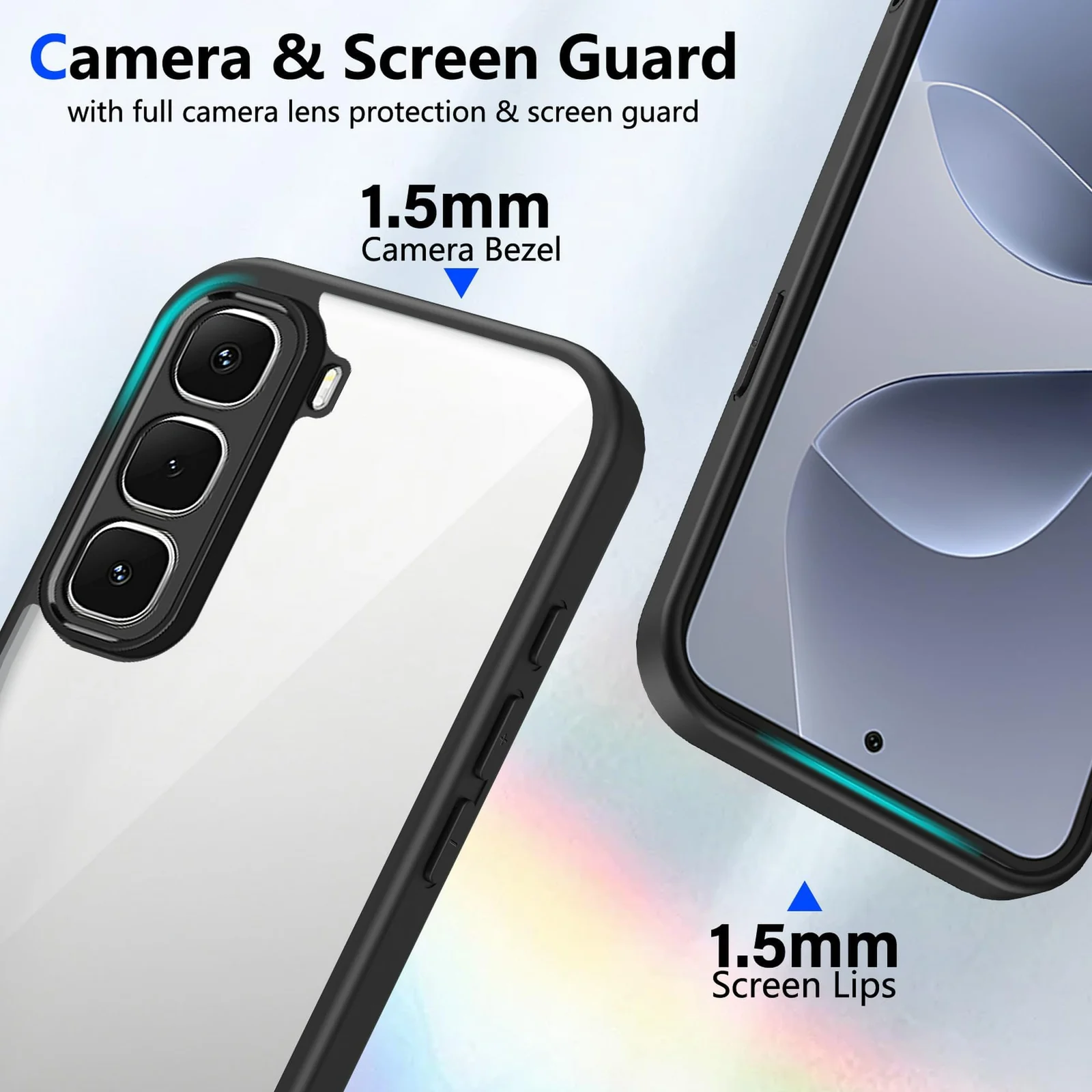 DL3 Mobilak Clear PC and TPU Protective Case for Infinix Hot 60 Pro with Camera Protection and Military-Grade Protection - Black