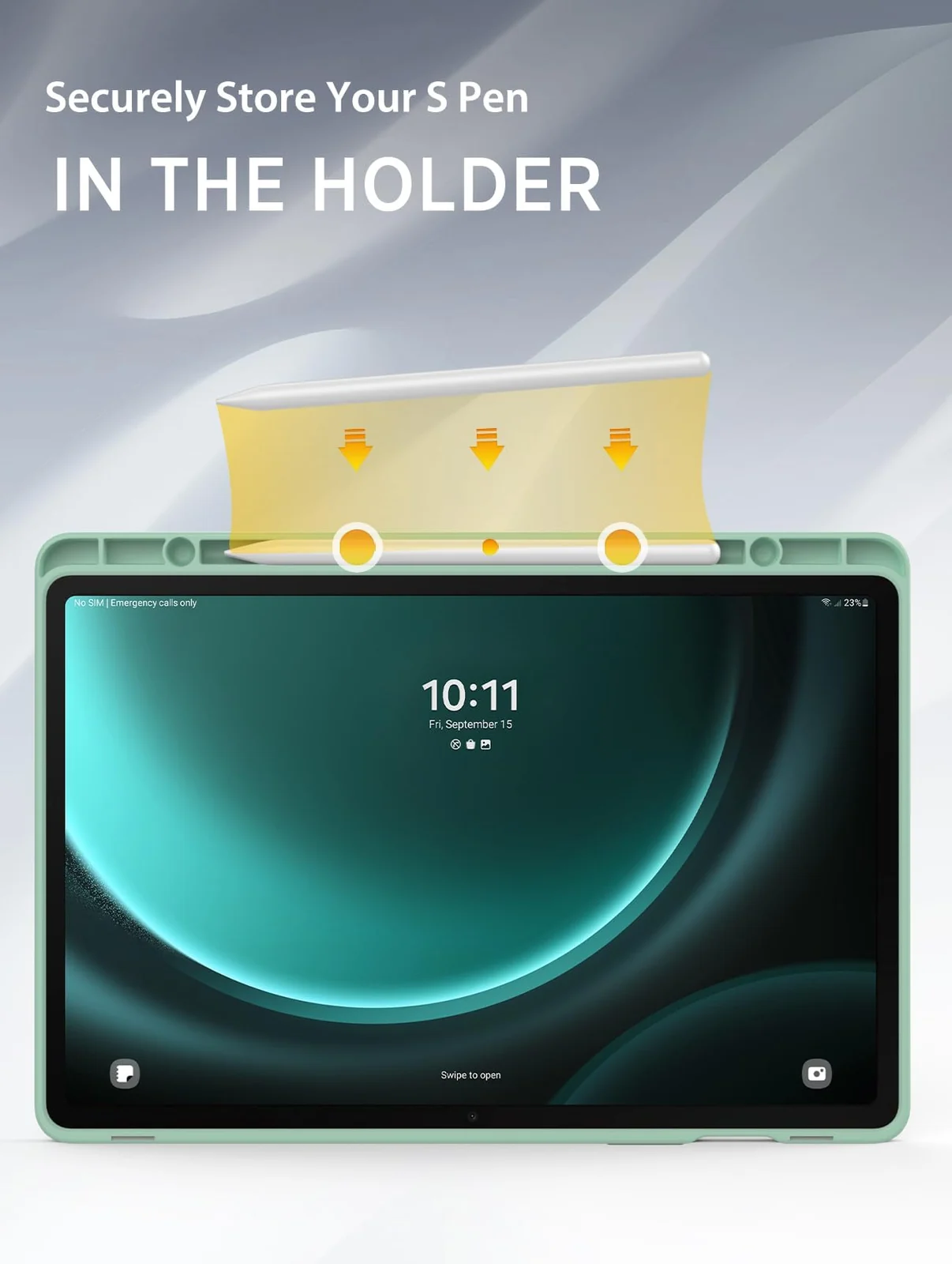 DL3 Mobilak Hybrid Slim Case for Samsung Galaxy Tab S9 FE 5G 10.9 Inch/Galaxy Tab S9 11 Inch 2023 with S Pen Holder, Shockproof Cover with Clear Transparent Back Shell, Auto Wake/Sleep - Mint Green