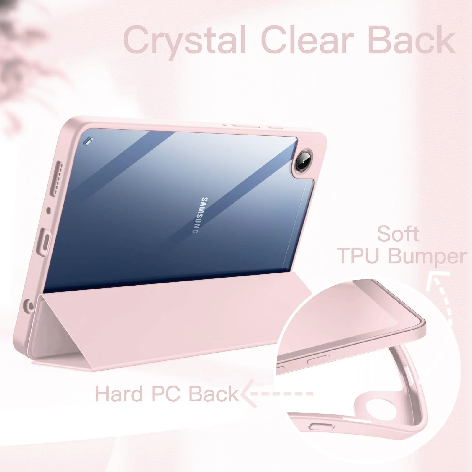 DL3 Mobilak Samsung Galaxy Tab A9+/ A9 Plus Case 11 inch 2023 (SM-X210/X216/X218) with Pen Holder, Soft TPU Back Trifold Stand Protective Smart Cover Flip, Auto Wake&Sleep - Pink