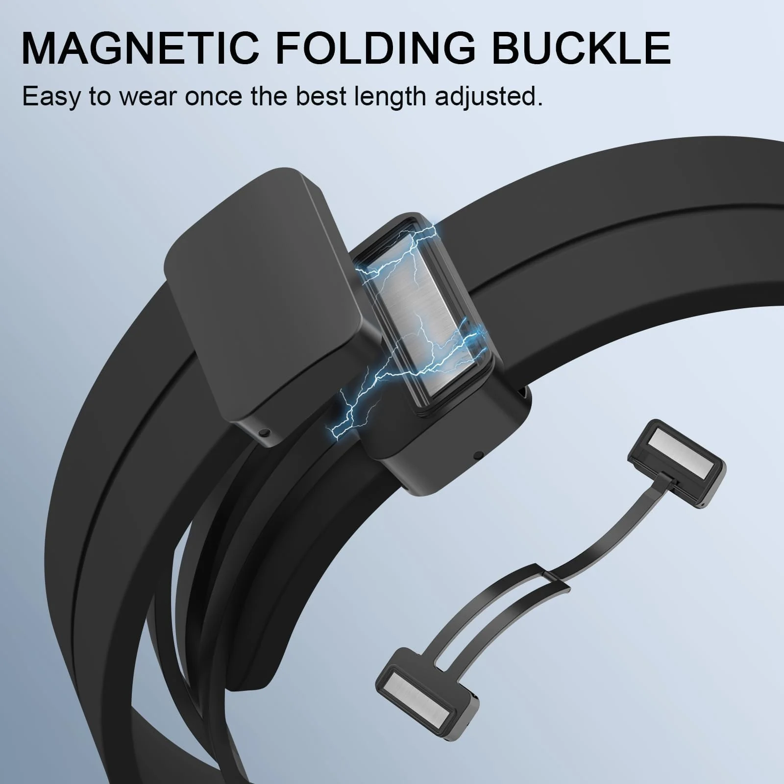 DL3 Mobilak Strap Silicone Magnetic Buckle 20MM For Samsung Gear Sport/Watch 6/5/4/5 Pro 45mm/S2 classic/active 2 40mm 44mm/Amazfit GTS 2/2e/GTS 3/3 Pro/GTS 4/GTS 2 Mini/3 Mini/4 Mini/Bip 3/Bip 3 Pro - Black