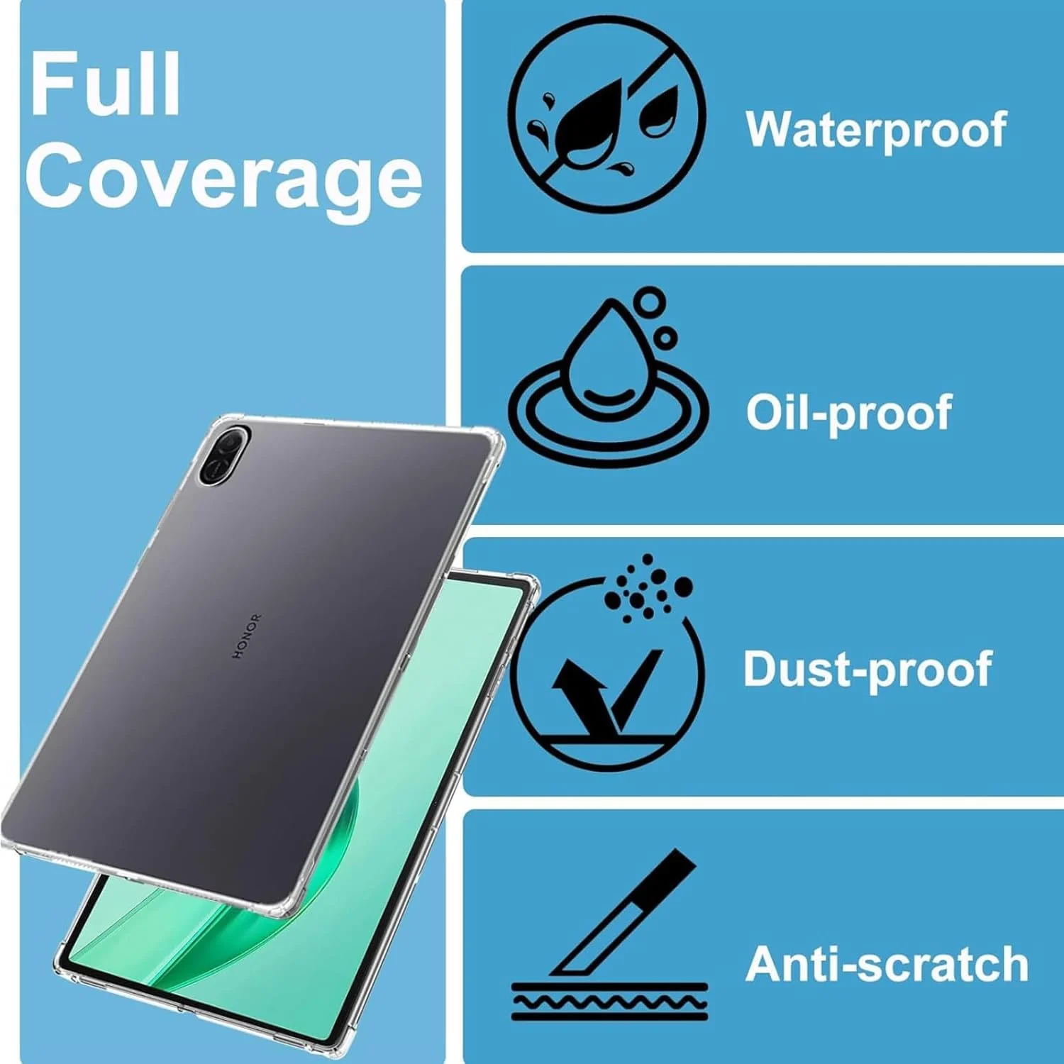 "DL3 Mobilak Case For Honor Pad X8a 11"" 2024, Ultra Thin Silicone Shockproof Back Shell HD TPU Protective Cover - Clear"