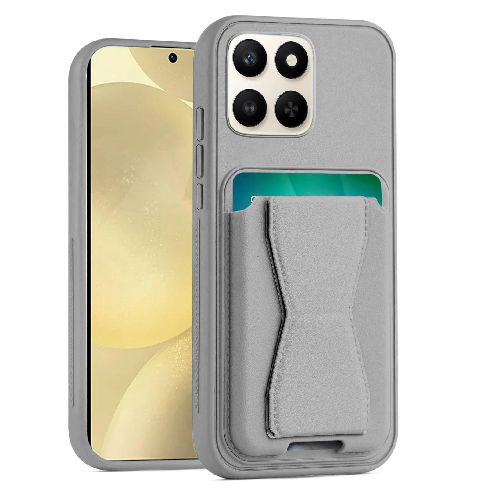 Dl3 Mobilak Leather Wallet Case Compatible with Honor X6C, Leather Back Cover With TPU Frame, Shockproof Protective Phone Case with Card Holder Stand (Black)