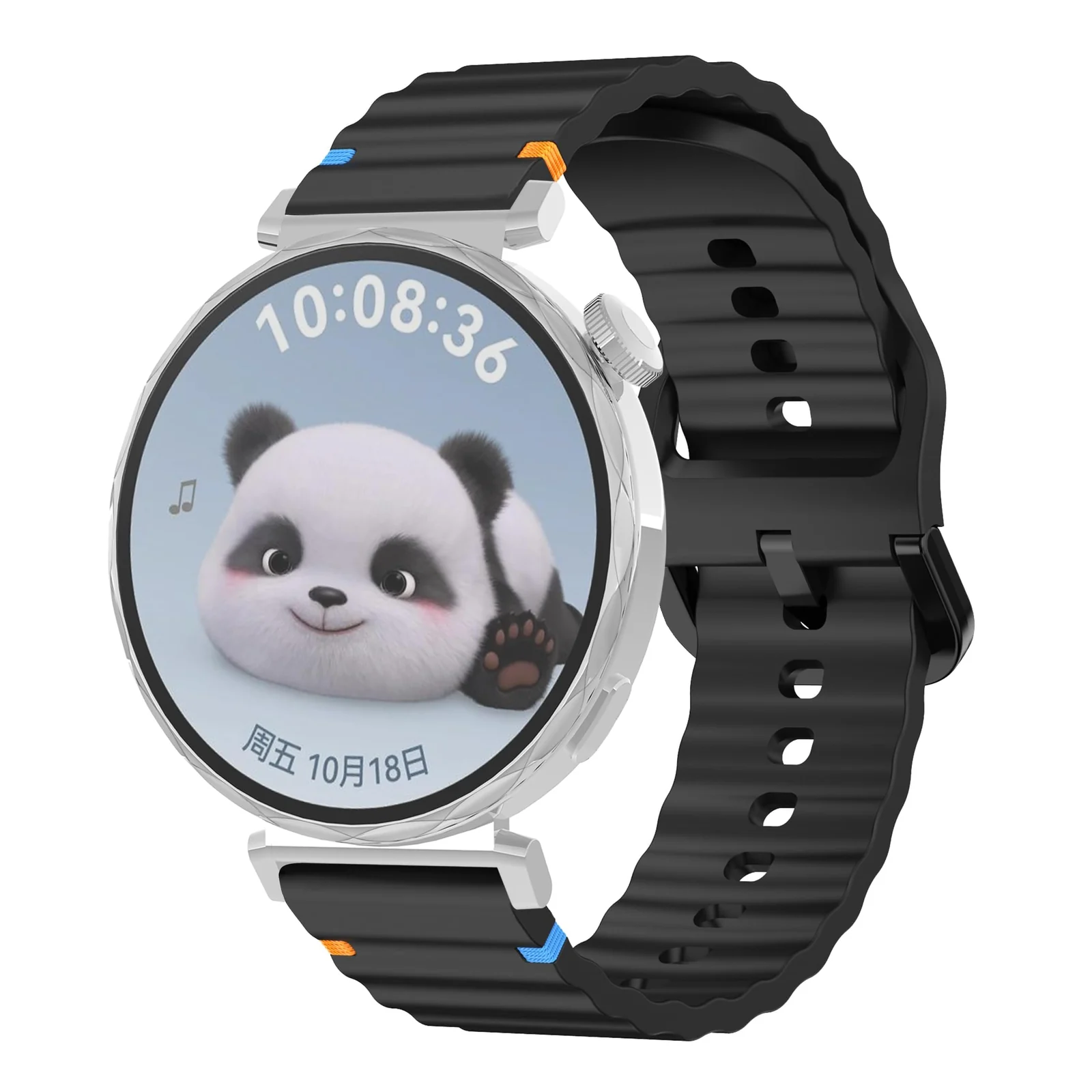 18MM Silicone Wave Band Replacement Strap for Huawei Watch GT 6/5/4 41MM, GT 5 Pro 42MM - Sports Wristband for Garmin Venu 4 41MM/3S/2S, Forerunner 265S/255S, vivoactive 4S, vivomove 3S - Black