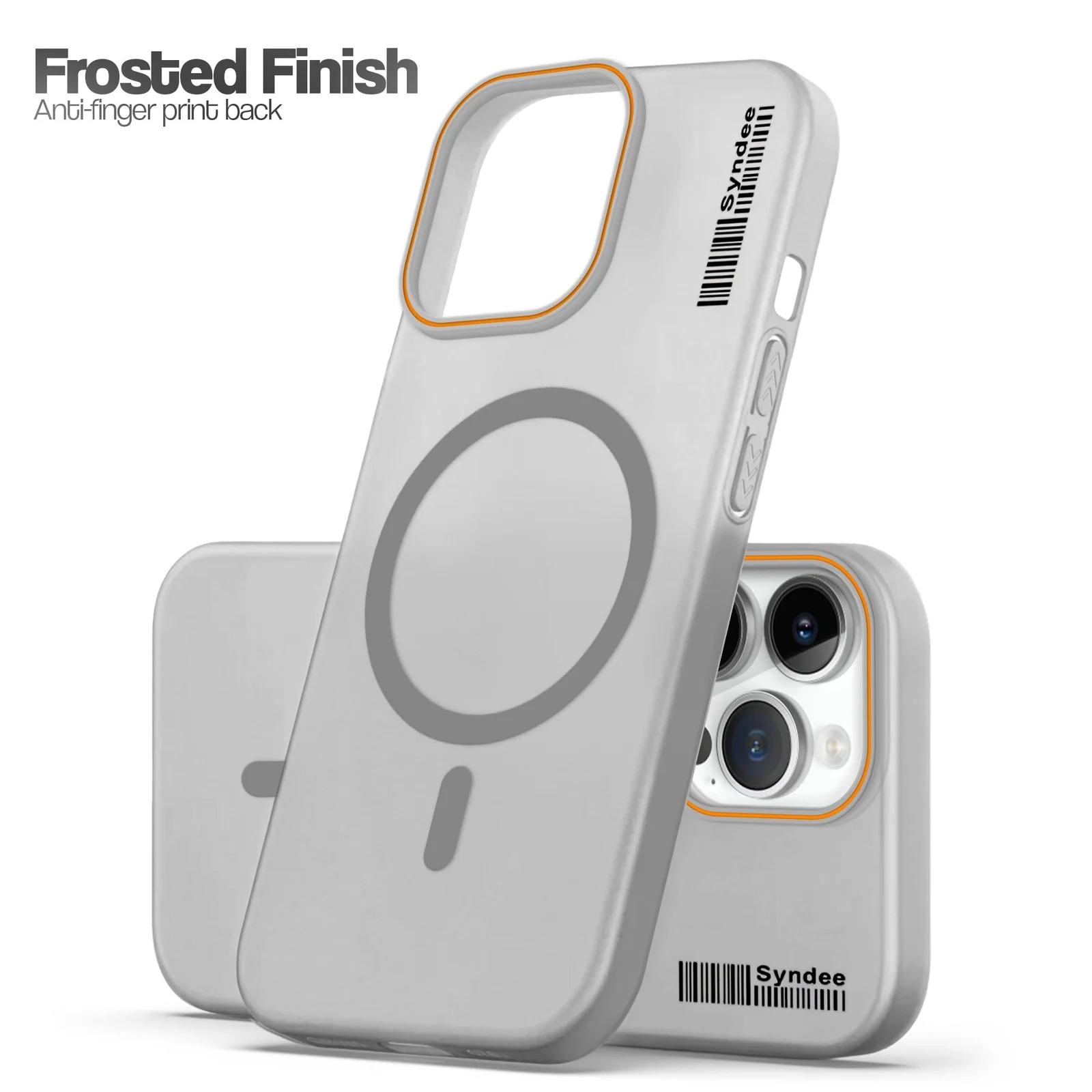 DL3 Mobilak Case Back Cover for iPhone 15 Pro Max 6.7-Inch, Sleek Frosted Translucent Back Only Compatible with Wireless Magnetic Accessories | Anti-Scratch Shockproof Phone Case - Gray