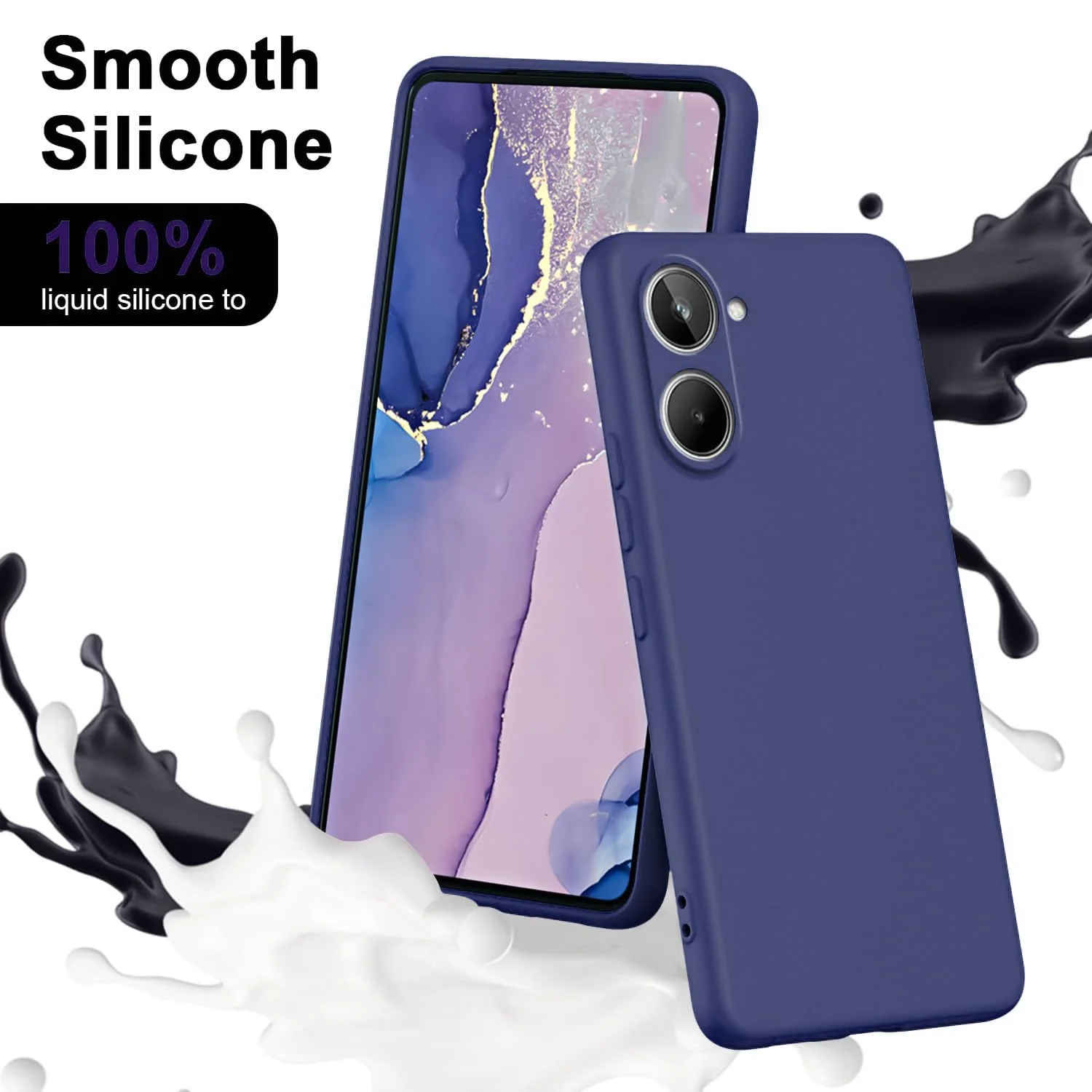 DL3 Mobilak Liquid Silicone Protective Case for realme 10 4G with Microfiber Lining and Shockproof Design - Blue 2