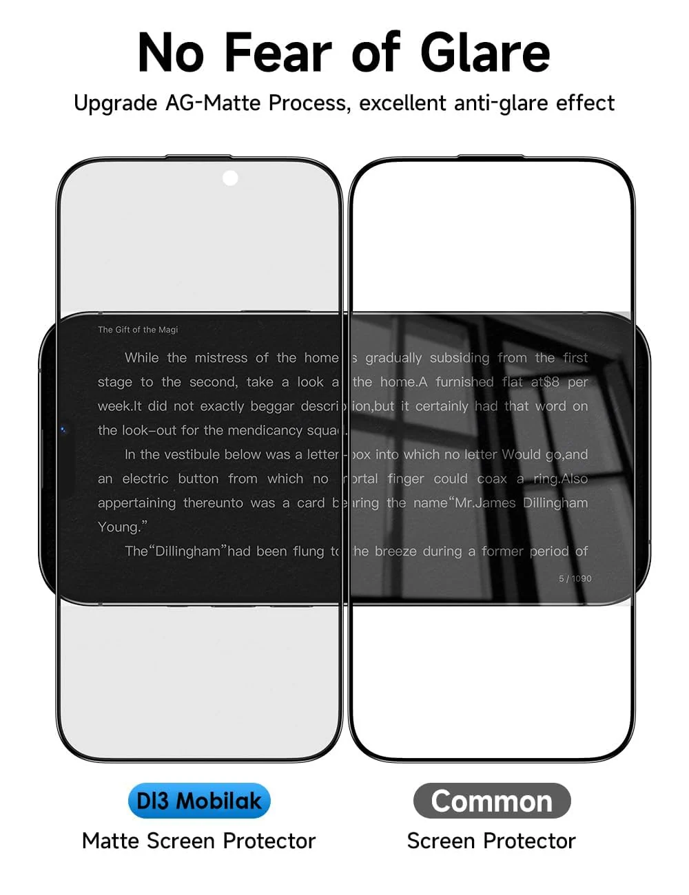 DL3 Mobilak Matte Screen Protector for iPhone 15+ Plus 6.7 inch, Tempered Glass Screen Protectors With Back Screen Carbon Fibre, Anti-Glare and Anti-Fingerprint, No Bubbles, Built-in Dust Filter - Clear