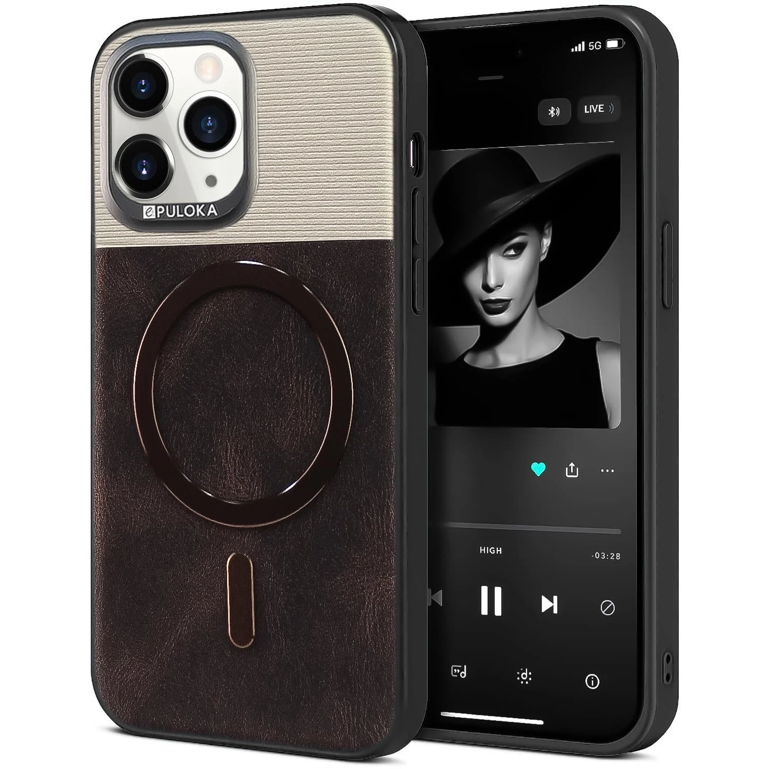 DL3 Mobilak Premium Leather Magnetic Case for iPhone 15 Pro Max Compatible with MagSafe - Shockproof Protective Cover with Full Camera Protection, Slim Luxury Design