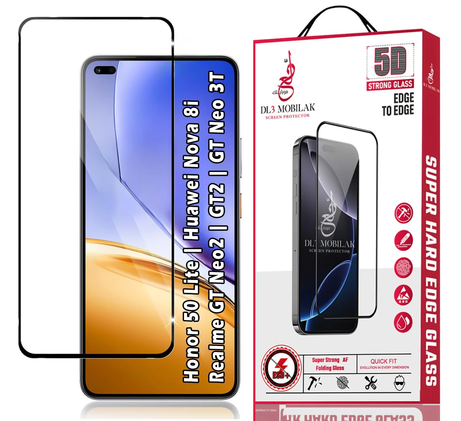 DL3 Mobilak for Honor 50 Lite/Huawei Nova 8i / realme GT Neo 2 / realme GT2 / GT Neo 3T Tempered Glass Screen Protector, 9H Hardness Anti-Scratch Tempered Glass flim, Case Friendly, Anti-Scratch - Clear