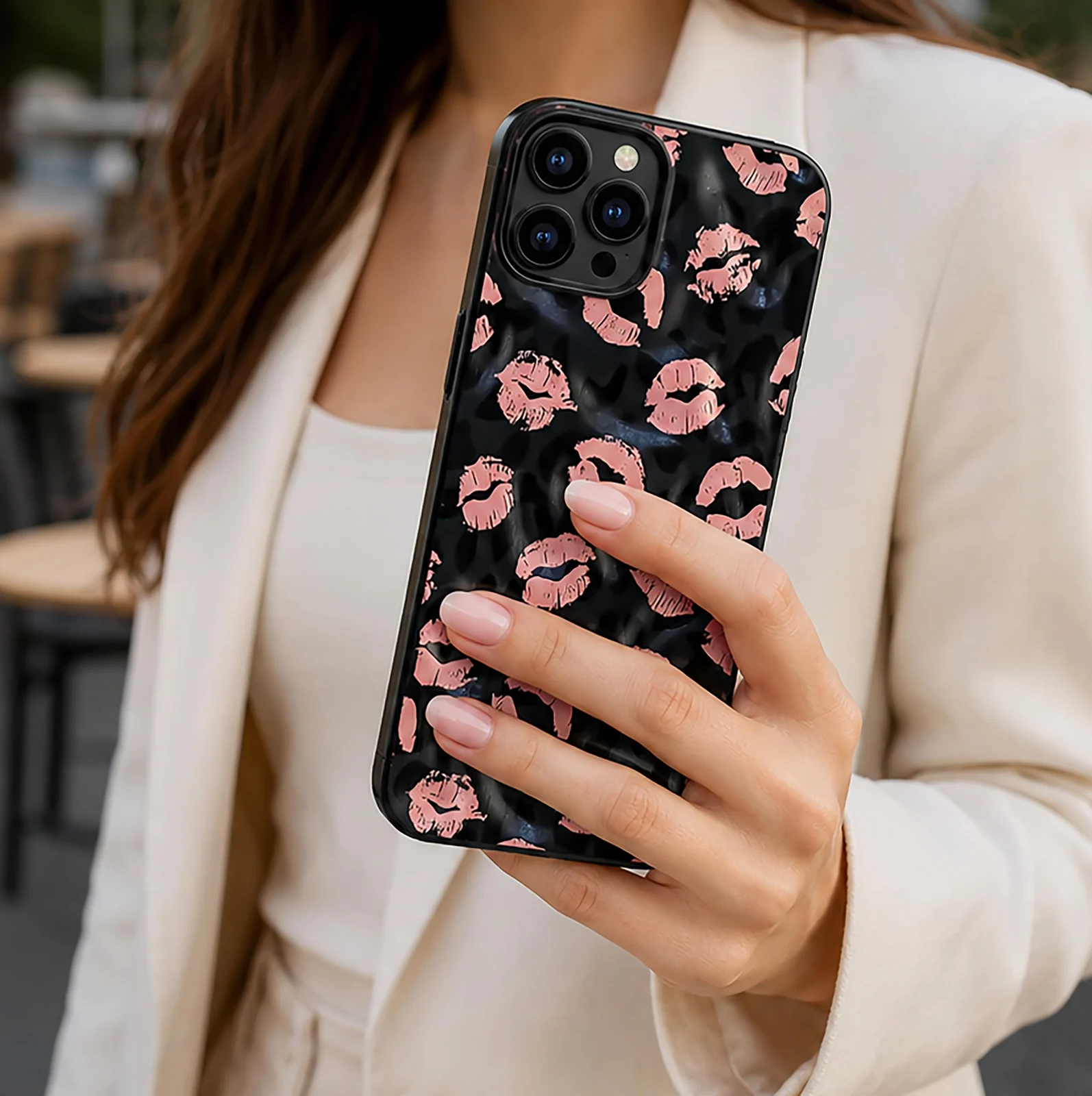 DL3 Mobilak Fashion Phone Case for iPhone 15 Pro Max, Premium TPU Soft Silicone Cover with Raised Front Bezel, Shockproof Protective Back Cover, Stylish Printed Design - style 1