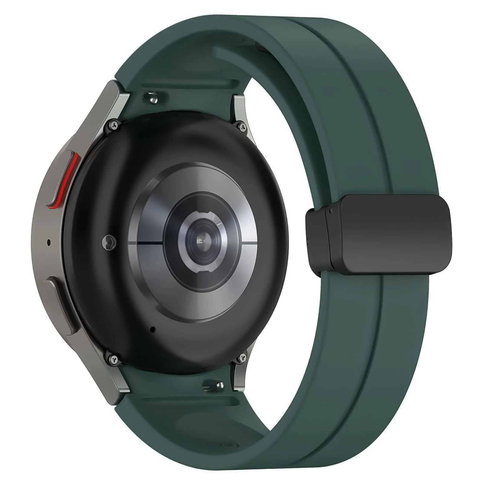 DL3 MOBILAK Magnetic for Samsung Galaxy Watch 6/4/5 Band 40mm 44mm/Galaxy Watch 6 Classic Bands 47mm 43mm/watch 4 Classic 46mm 42mm,Silicone Strap for Samsung Watch 5 Pro 45mm,No Gap Buckle - Dark Green