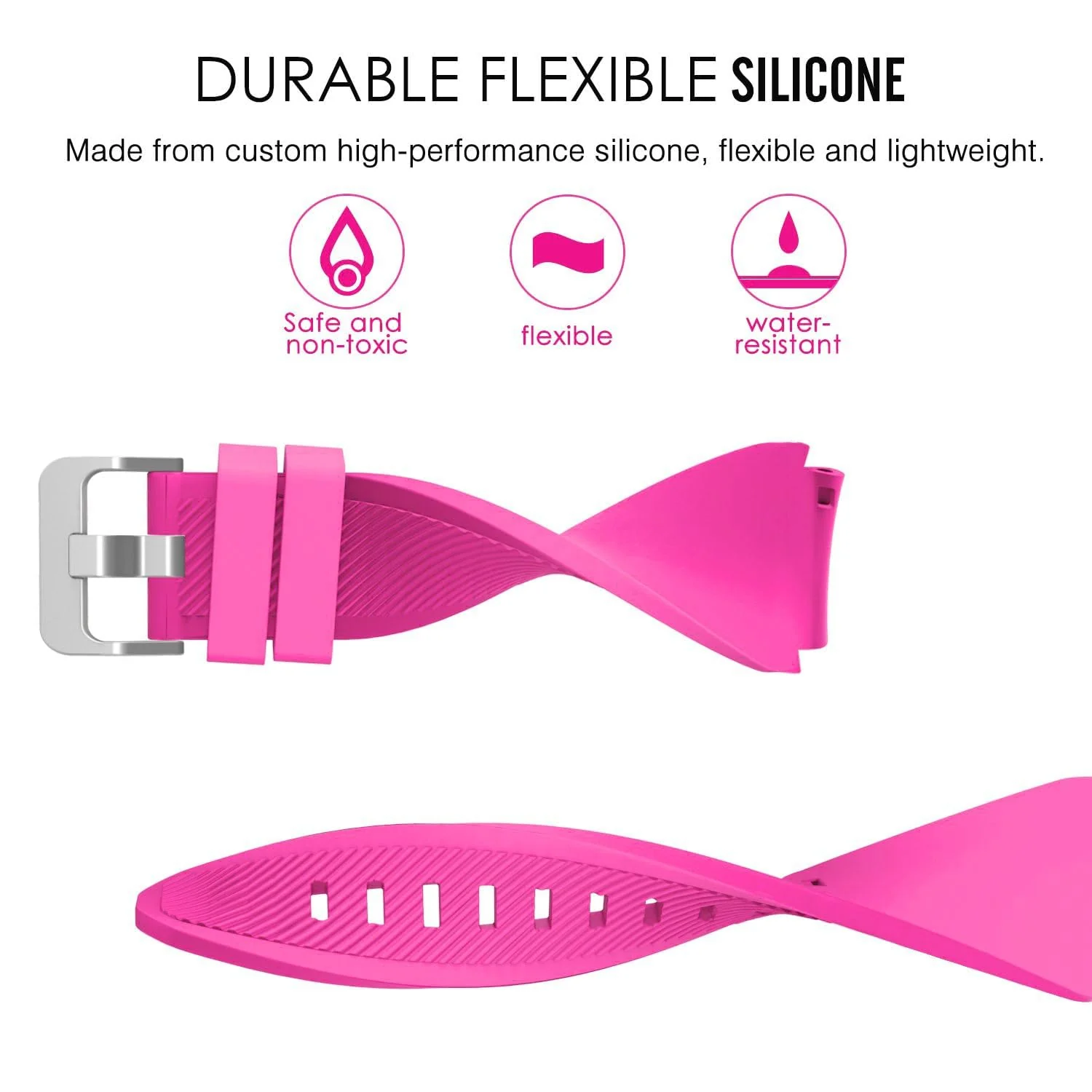 DL3 Mobilak Sport Silicone Band 20MM Strap For Samsung Gear Sport/Watch 6/5/4/5 Pro 45mm/S2 classic/active 2 40mm 44mm/Amazfit GTS/2/2e/GTS3/3 Pro/2 Mini/3 Mini/Bip 3/Bip 3 Pro - Hot Pink
