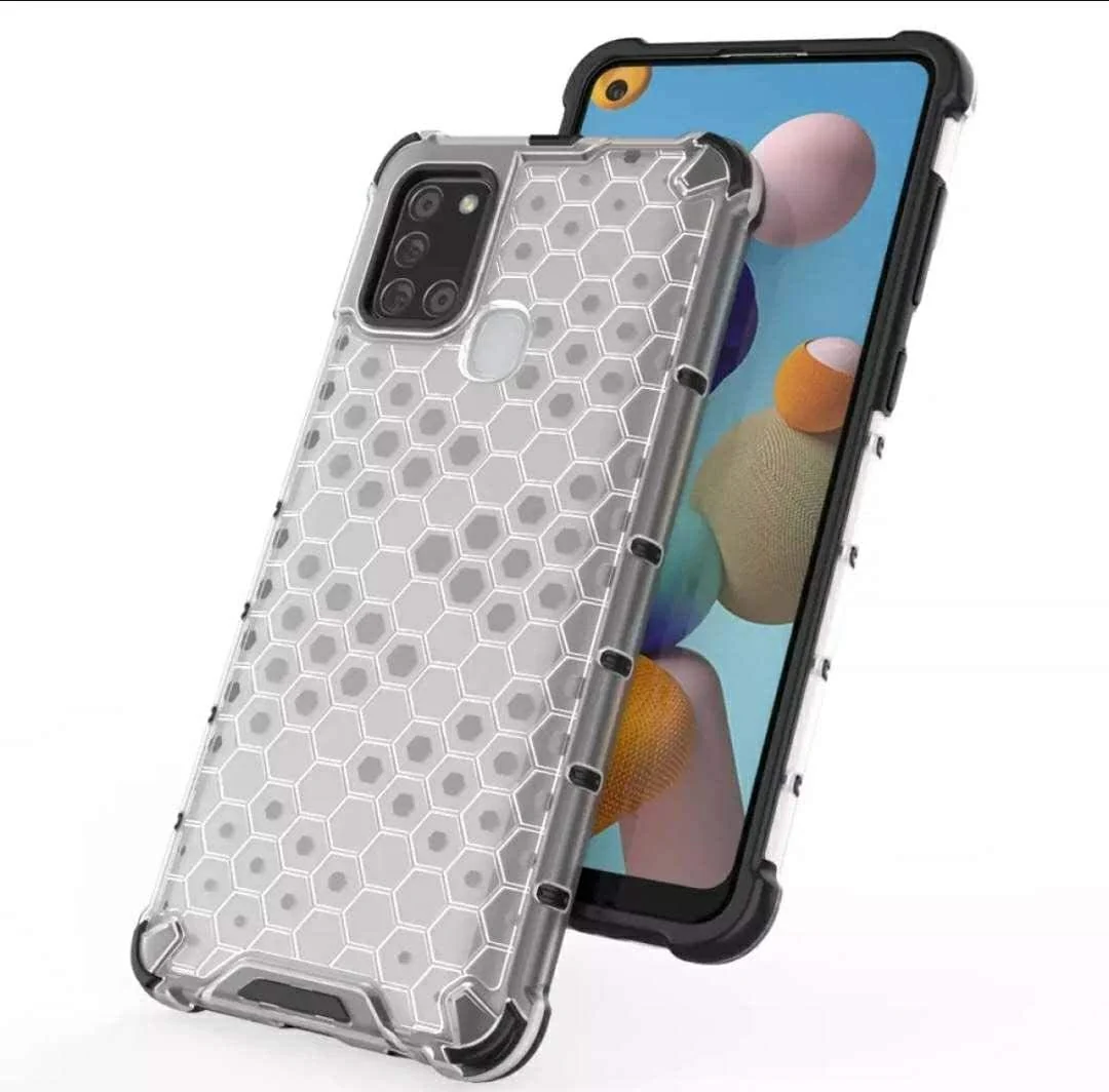 DL3 Mobilak Honeycomb Protective Case for Samsung Galaxy A21s, Shock-absorbing protection, Transparent design, Slim, lightweight profile - Clear