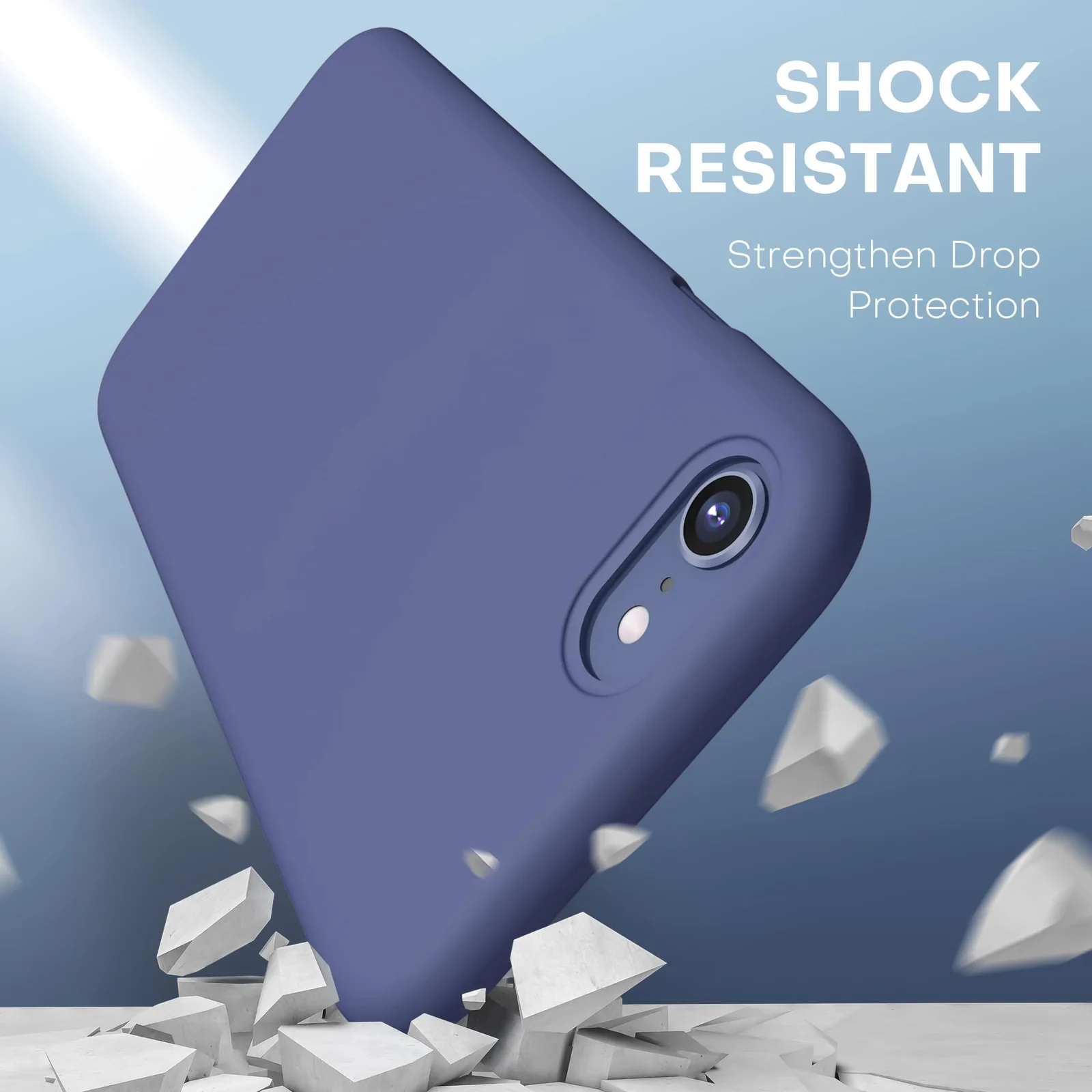 DL3 Mobilak Liquid Silicone Protective Case for iPhone SE 2022, SE 2020, iPhone 7, iPhone 8 with Camera Protection and Microfiber Lining - Lavender Blue