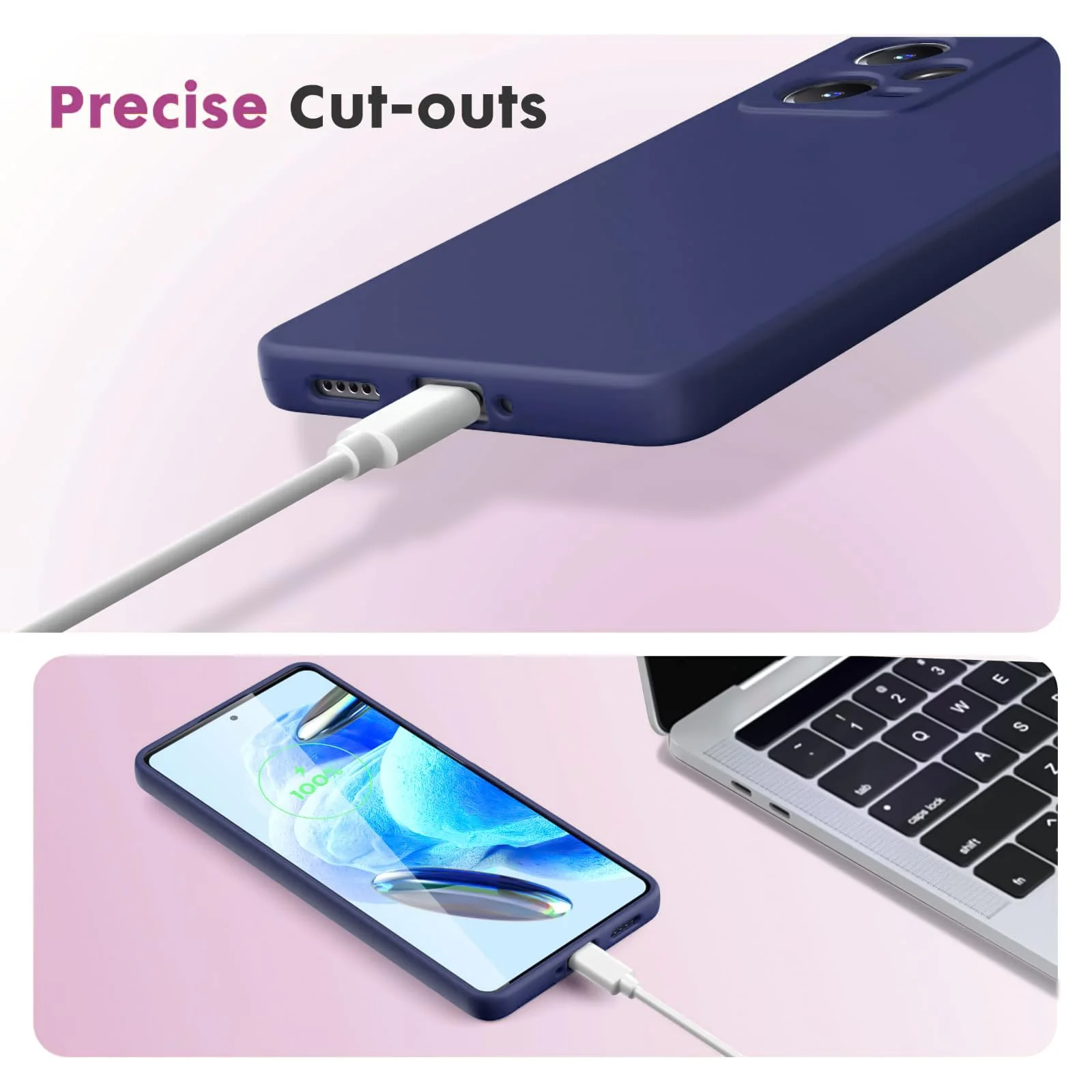 DL3 Mobilak Liquid Silicone Protective Case with Soft Microfiber Lining with Full Camera Protection for Xiaomi Redmi Note 12 Pro Plus 5G - Blue 2
