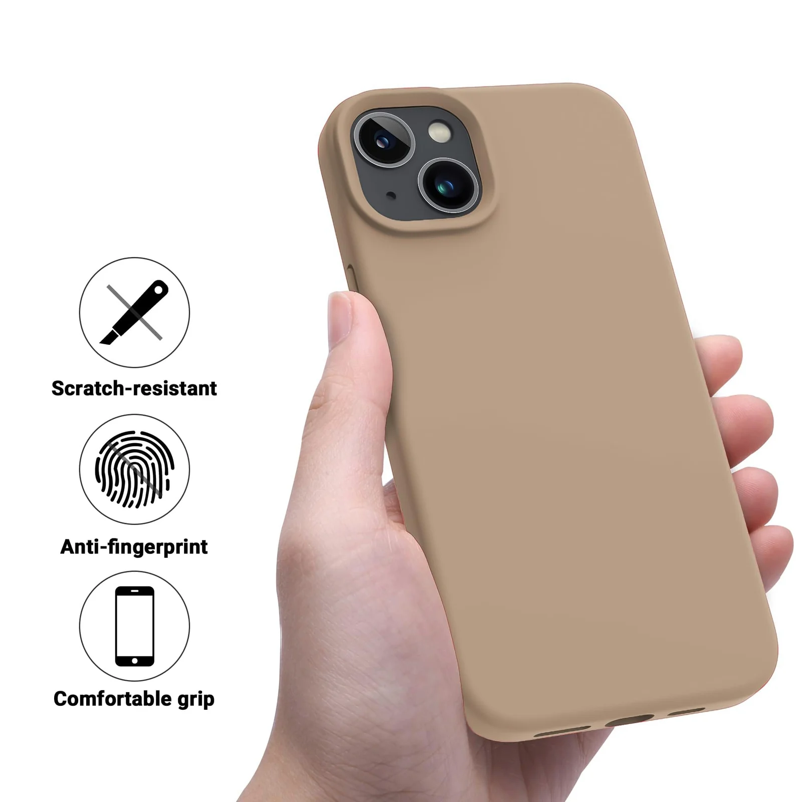 DL3 Mobilak Compatible with iPhone 13 / iPhone 14 (6.1 Inch) Case, Liquid Silicone Case, Full Body Protective Cover, Shockproof, Slim Phone Case, Anti-Scratch Soft Microfiber Lining - Desert