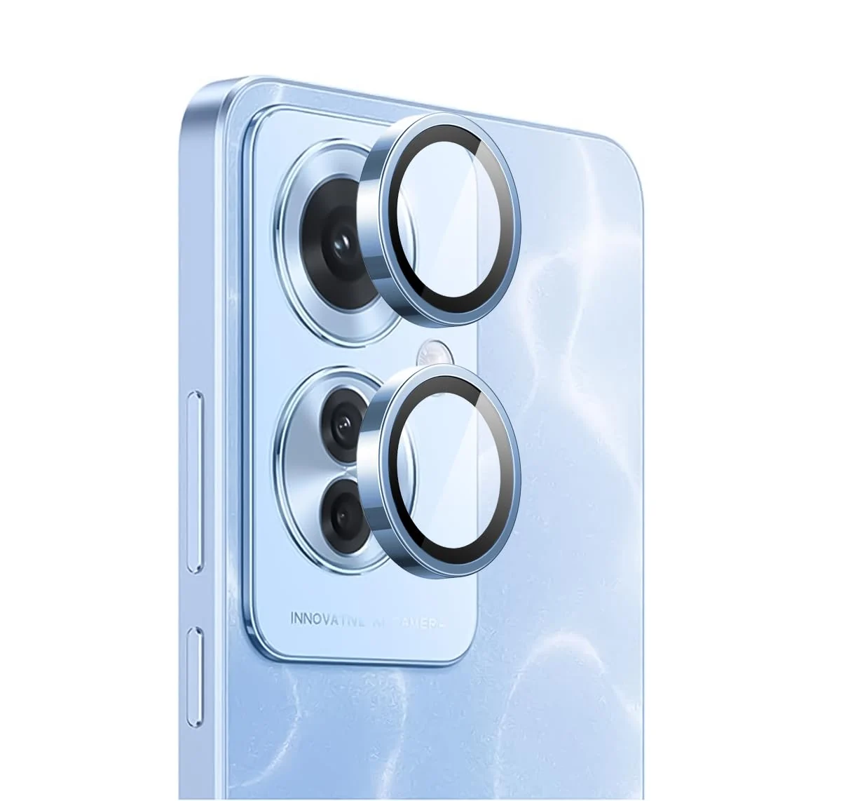 DL3 Mobilak Camera Lens Protector for OPPO Reno 11F/Reno11 F 5G Accessories, 9H Tempered Glass Metal Individual Ring Camera Cover Screen Protector, Case Friendly, Anti Scratch - Blue