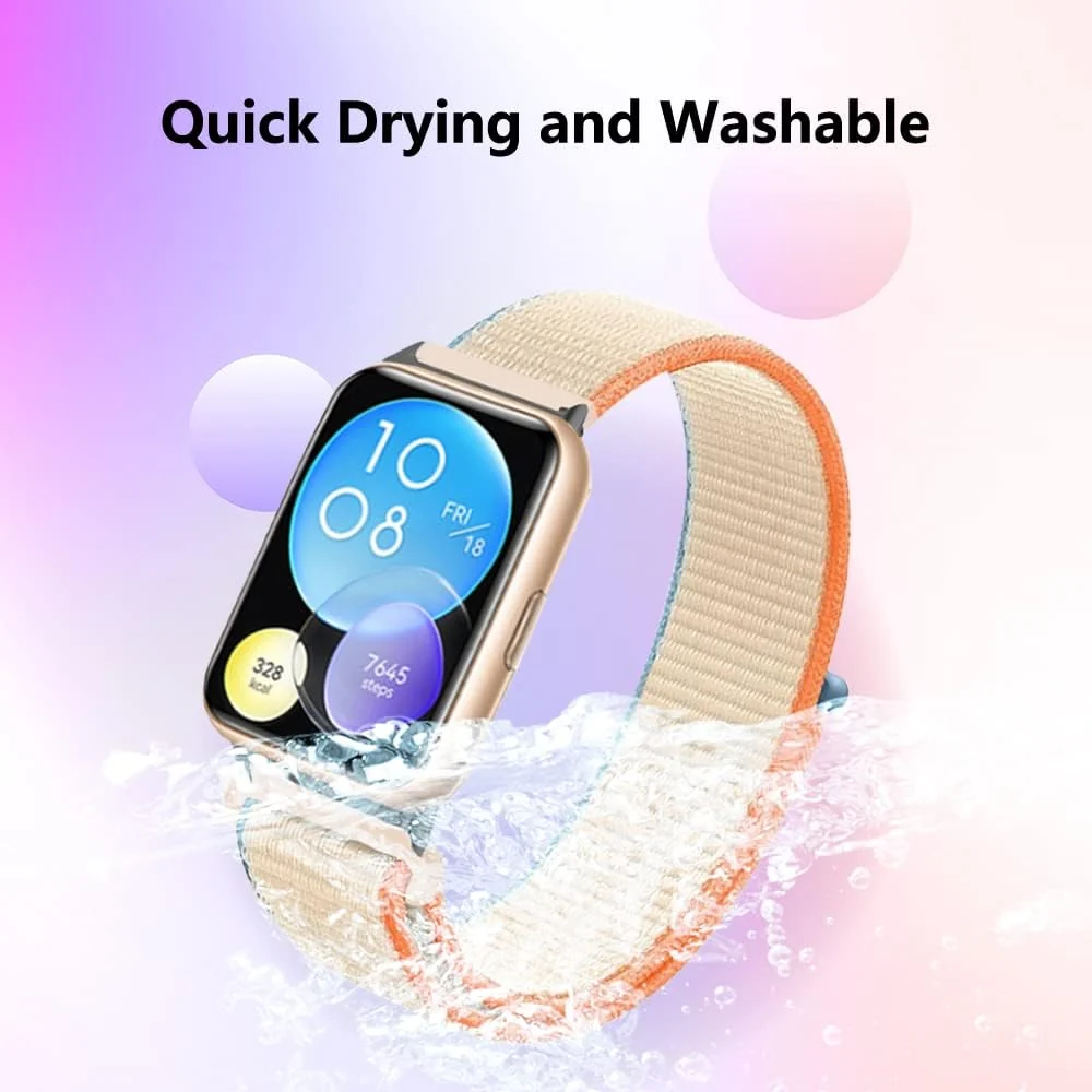 DL3 Mobilak Nylon Strap for Huawei Band 9 | Huawei Band 8 Watch Band, Men and Women Breathable Elastic Bracelet, Adjustable Straps Replacement Band Sport Watchband - Milk White