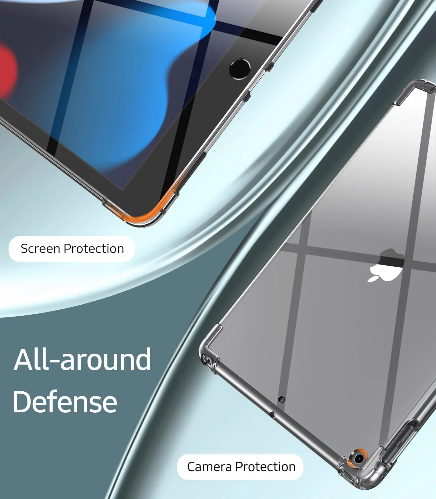 DL3 Mobilak Transparent Case For iPad 9/8/7 (10.2-Inch, 2021/2020/2019 Model, 9th/8th/7th Generation), Ultra Thin Silicone Shockproof Back Shell HD Transparent TPU Protective Cover - Clear