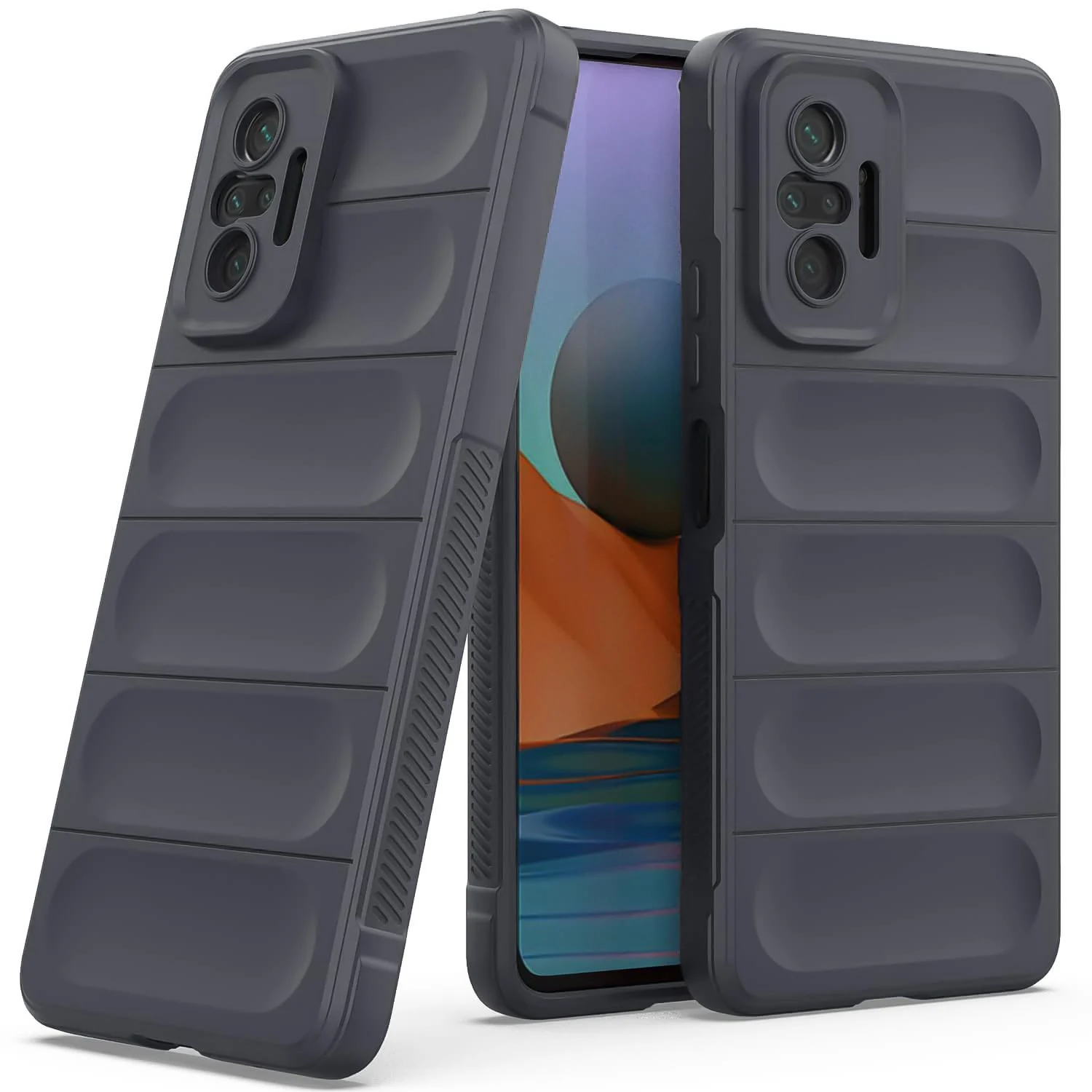 DL3 Mobilak Flexible Silicone and TPU Protective Case with Camera Protection for Xiaomi Redmi Note 10 Pro / Note 10 Pro Max - Dark Gray