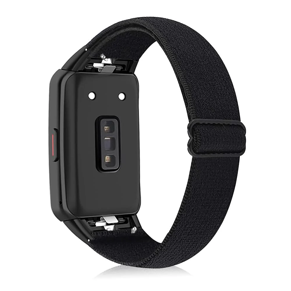 DL3 Mobilak Elastic Straps Compatible with Honor Band 6/Huawei Band 6 Pro/Huawei Band 6 Men Women, Adjustable Stretchy Bracelets Sport Nylon Replacement Bracelet - Black