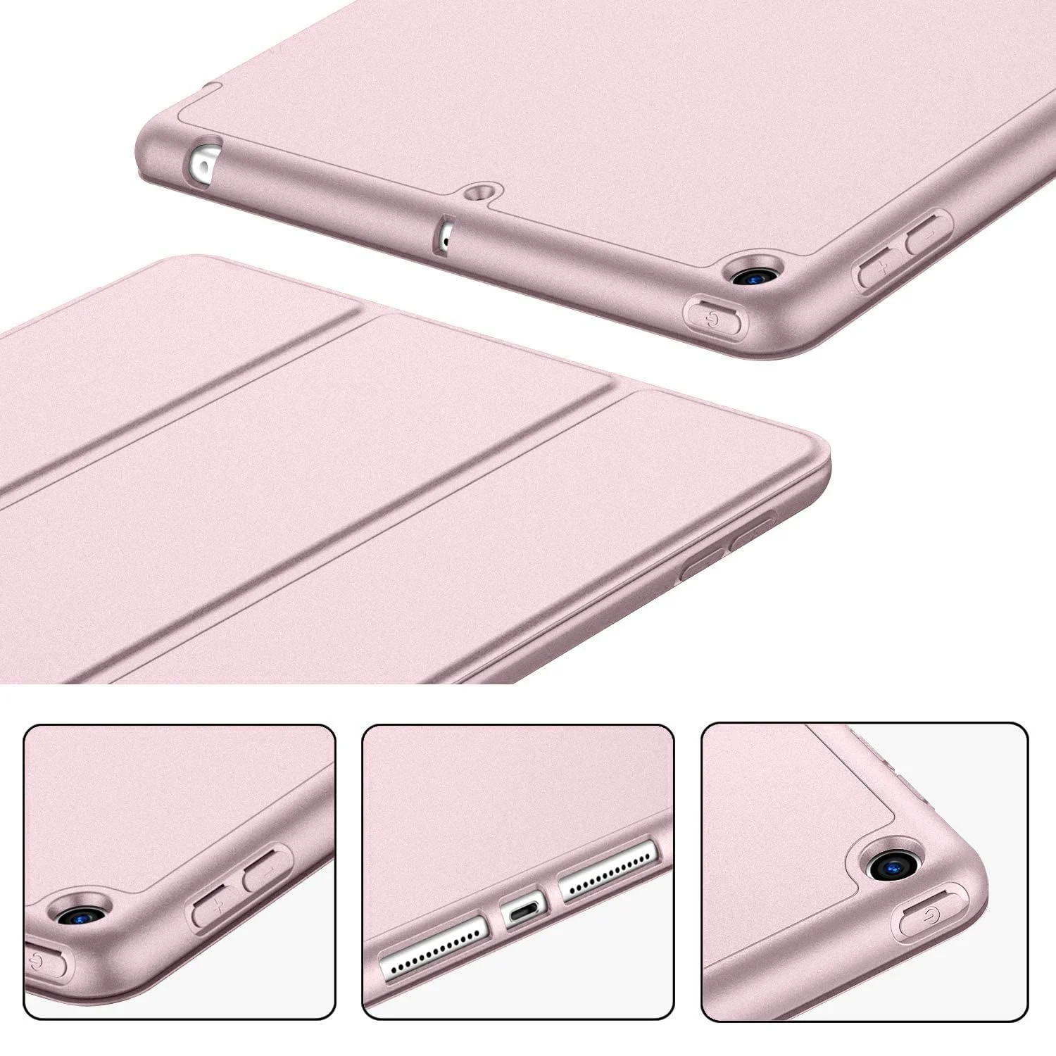 DL3 Mobilak Smart Case Compatible with Samsung Galaxy Tab A7 Lite 8.7 2021 (SM-T220/ T225/T227), Case Flip Cover Leather Case Soft TPU Back And Trifold Stand With Auto Sleep - Rose Gold
