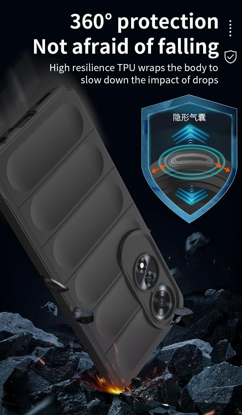 DL3 Mobilak Flexible Silicone and TPU Protective Case with Camera Protection for OPPO A60 4G - Gray