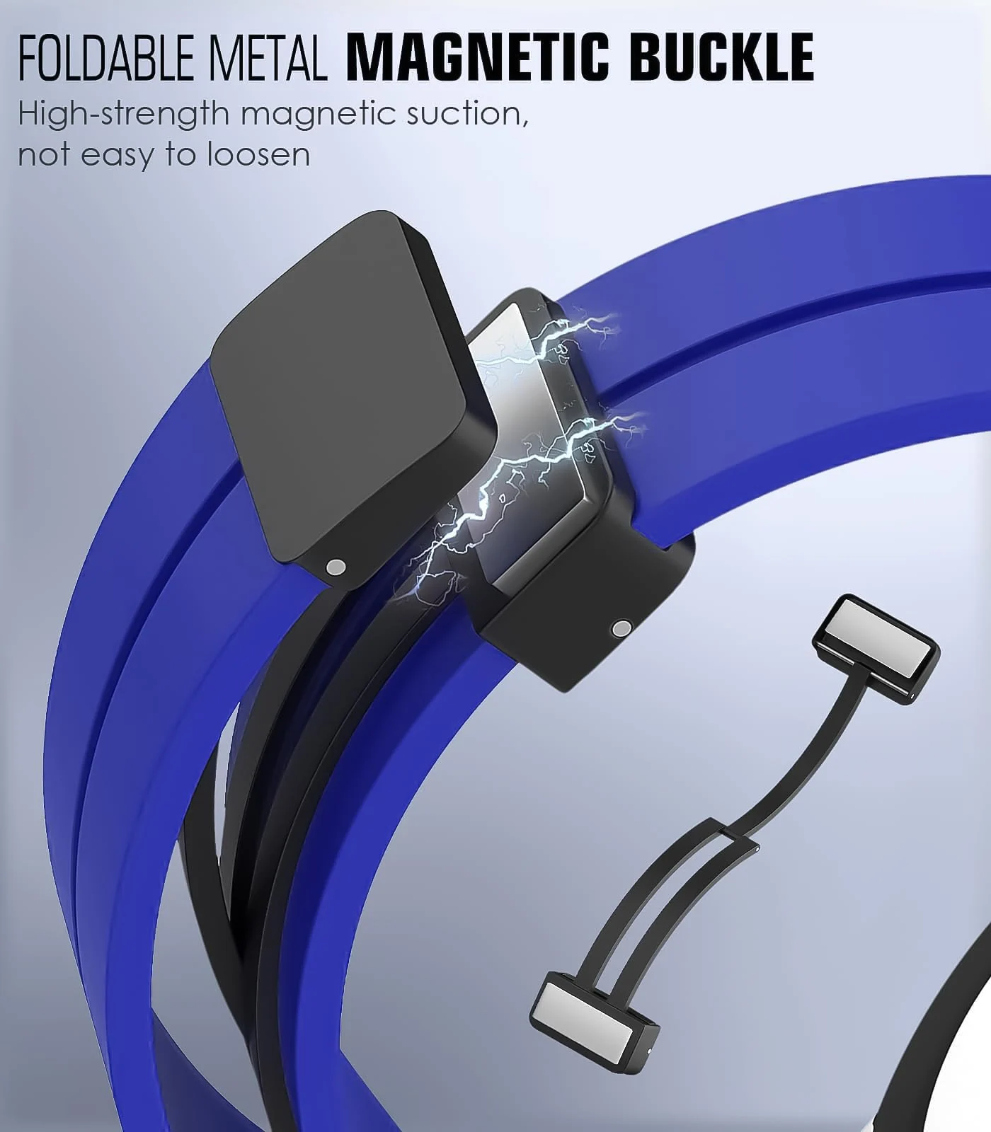 DL3 MOBILAK Magnetic for Samsung Galaxy Watch 6/5/4 Band 40mm 44mm/Galaxy Watch 6 Classic Bands 47mm 43mm/watch 4 Classic 46mm 42mm,Silicone Strap for Samsung Watch 5 Pro 45mm,No Gap Buckle - Blue