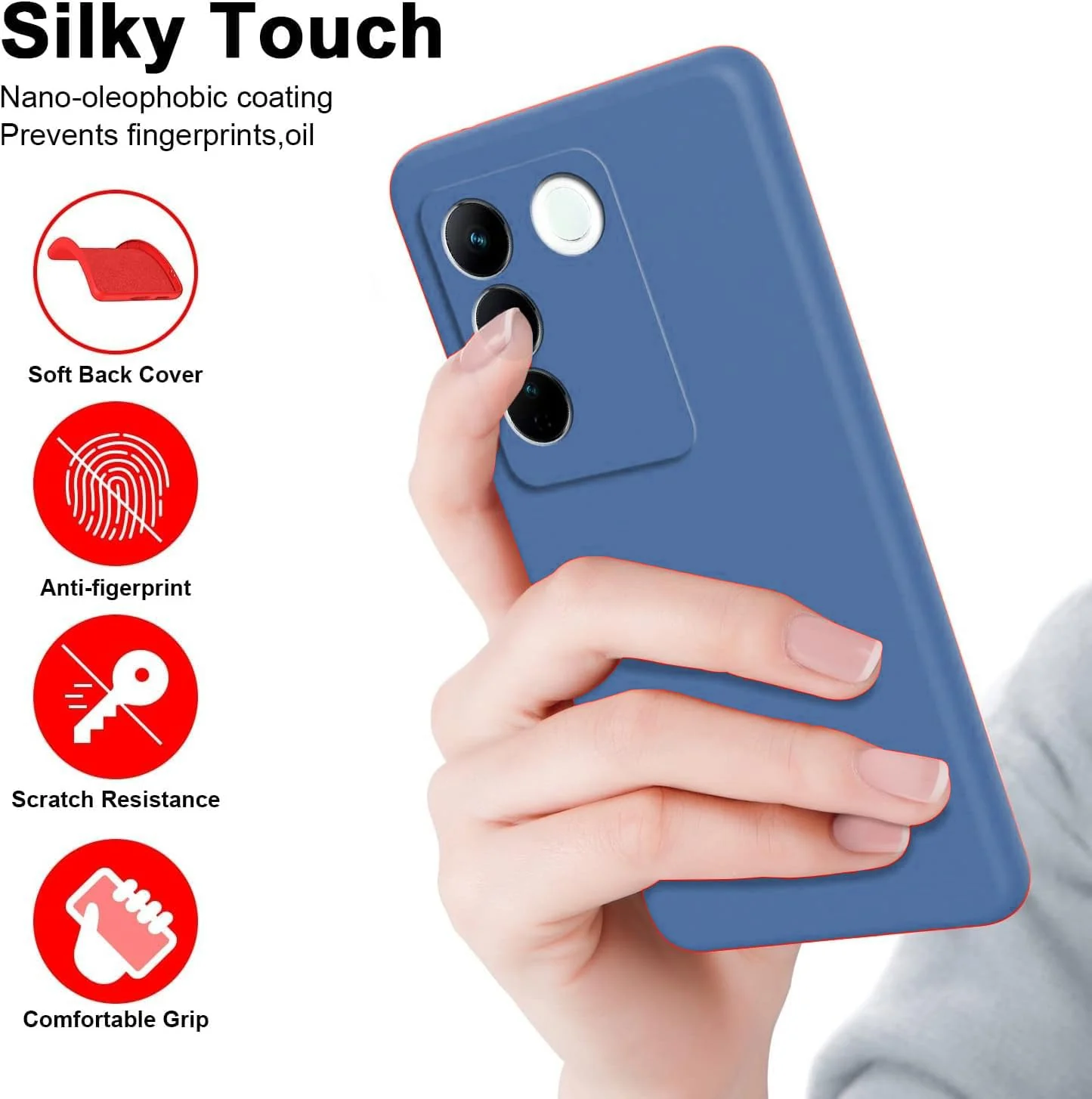 DL3 Mobilak Liquid Silicone Protective Case for vivo V27e / vivo S16e with Microfiber Lining and Shockproof Design - Lavender