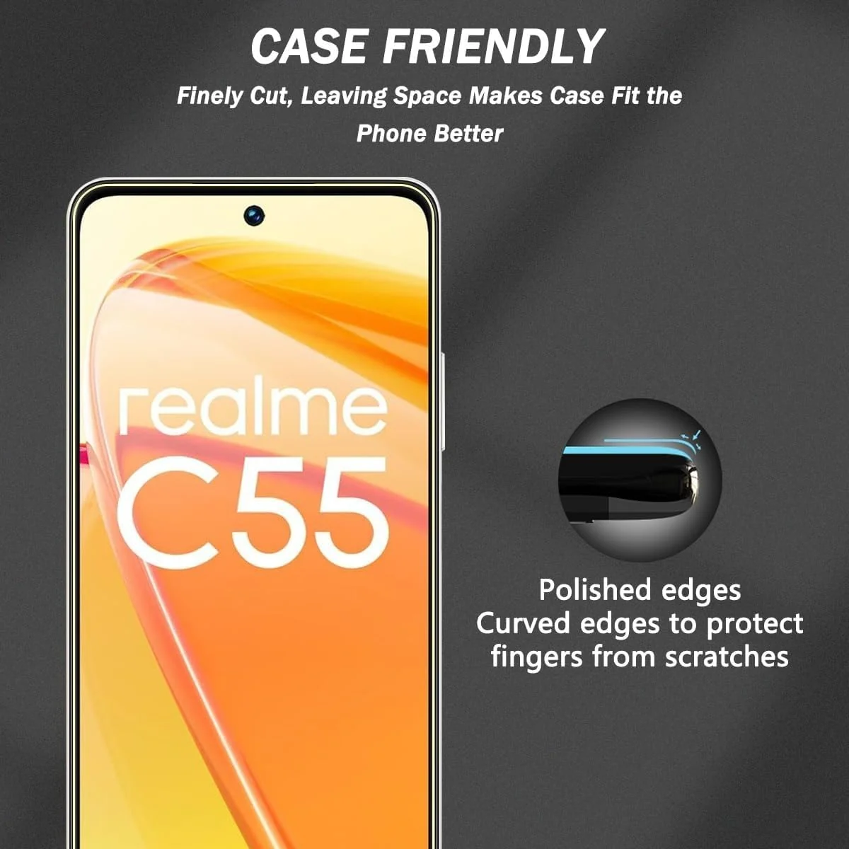 DL3 Mobilak Privacy Full Glass Screen Protector For realme C55 - Black