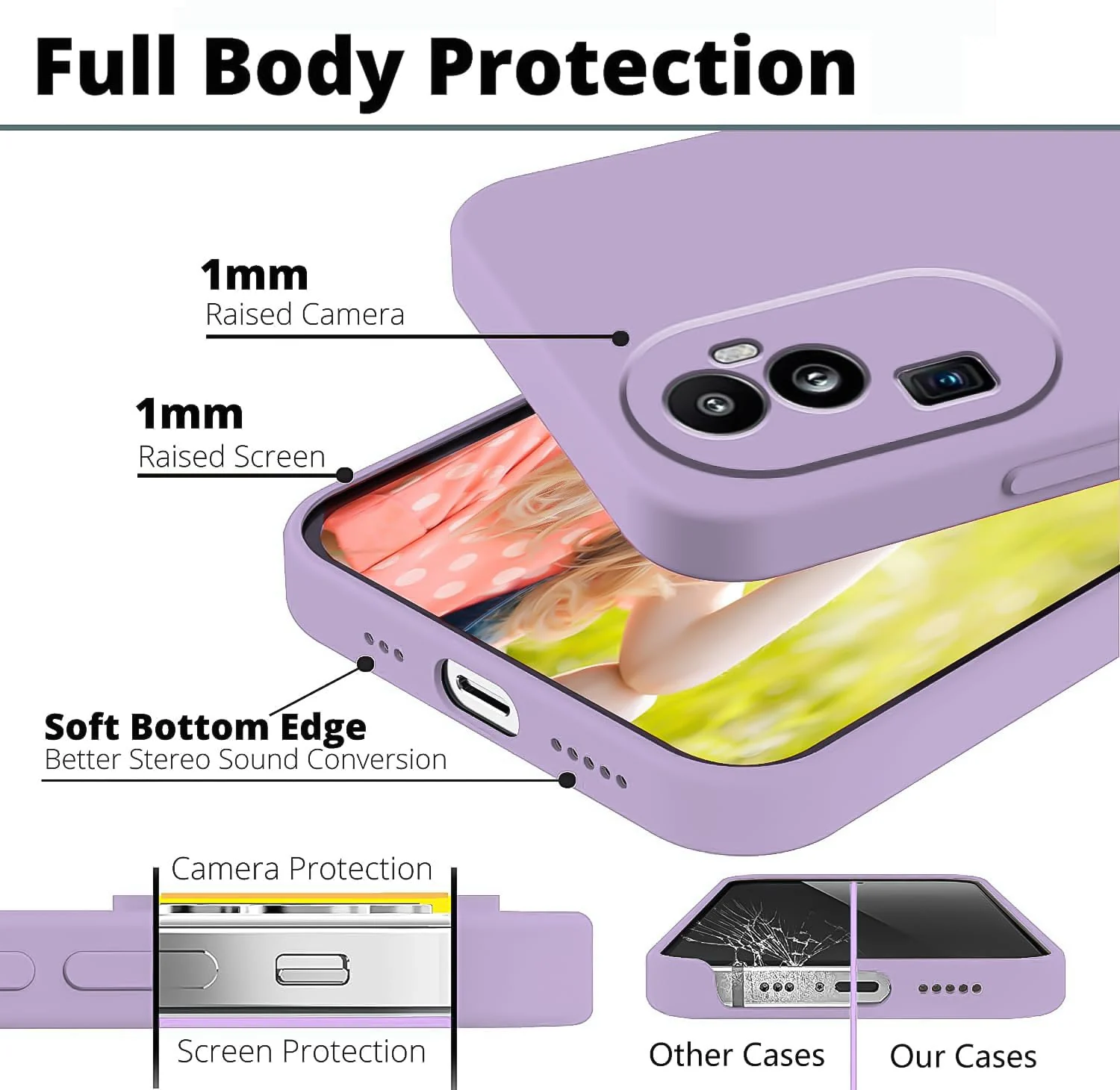 DL3 Mobilak Liquid Silicone Case for OPPO Reno 10 Pro + Plus 5G, Not compatible with MagSafe, Supports wireless charging, Camera protection - Light Purple