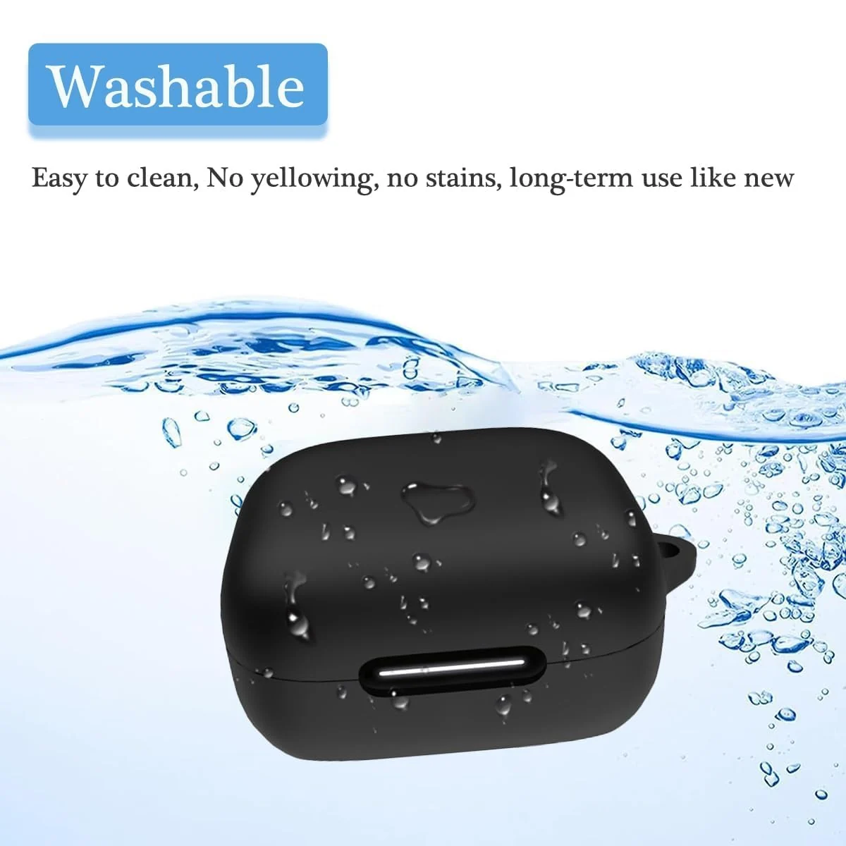 DL3 MOBILAK Soft Silicone Earbuds Case with Carabiner for Anker Soundcore R50i NC / P30i, Black