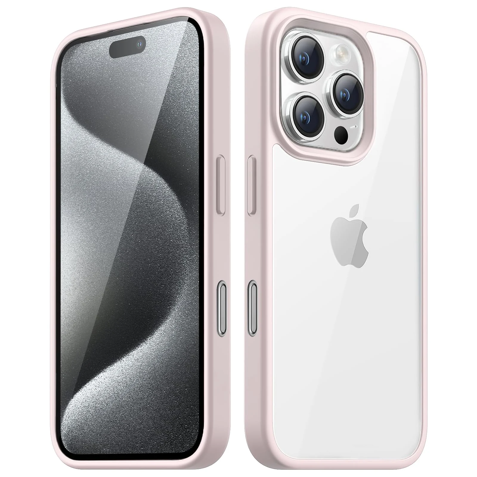 DL3 Mobilak Clear PC and TPU Protective Case for iPhone 16 Pro Max with Military-Grade Protection and Anti-Yellowing Design - Light Pink