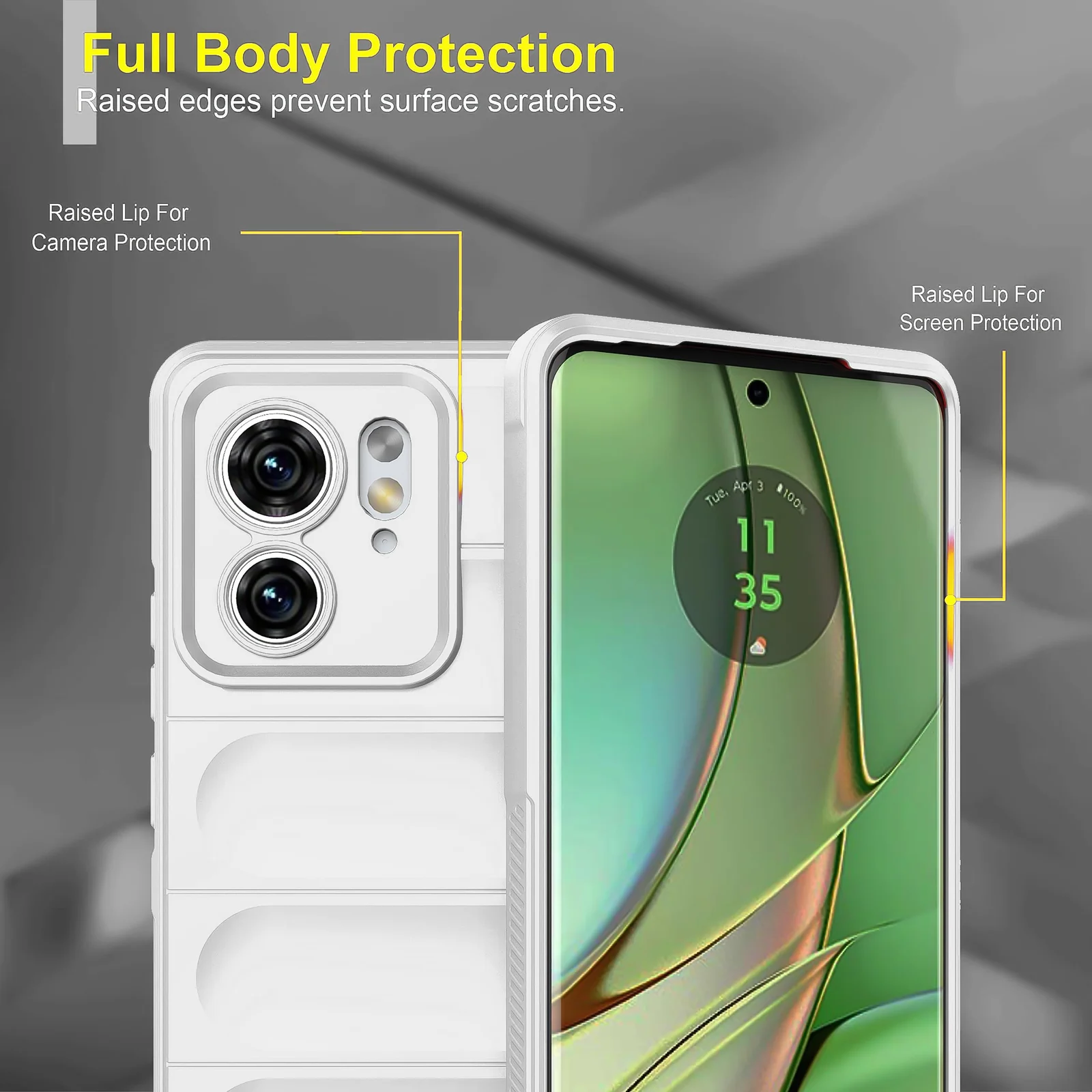 DL3 Mobilak Soft Silicone Protective Case for Motorola Edge 40 5G with Camera Protection and Shockproof Design - White