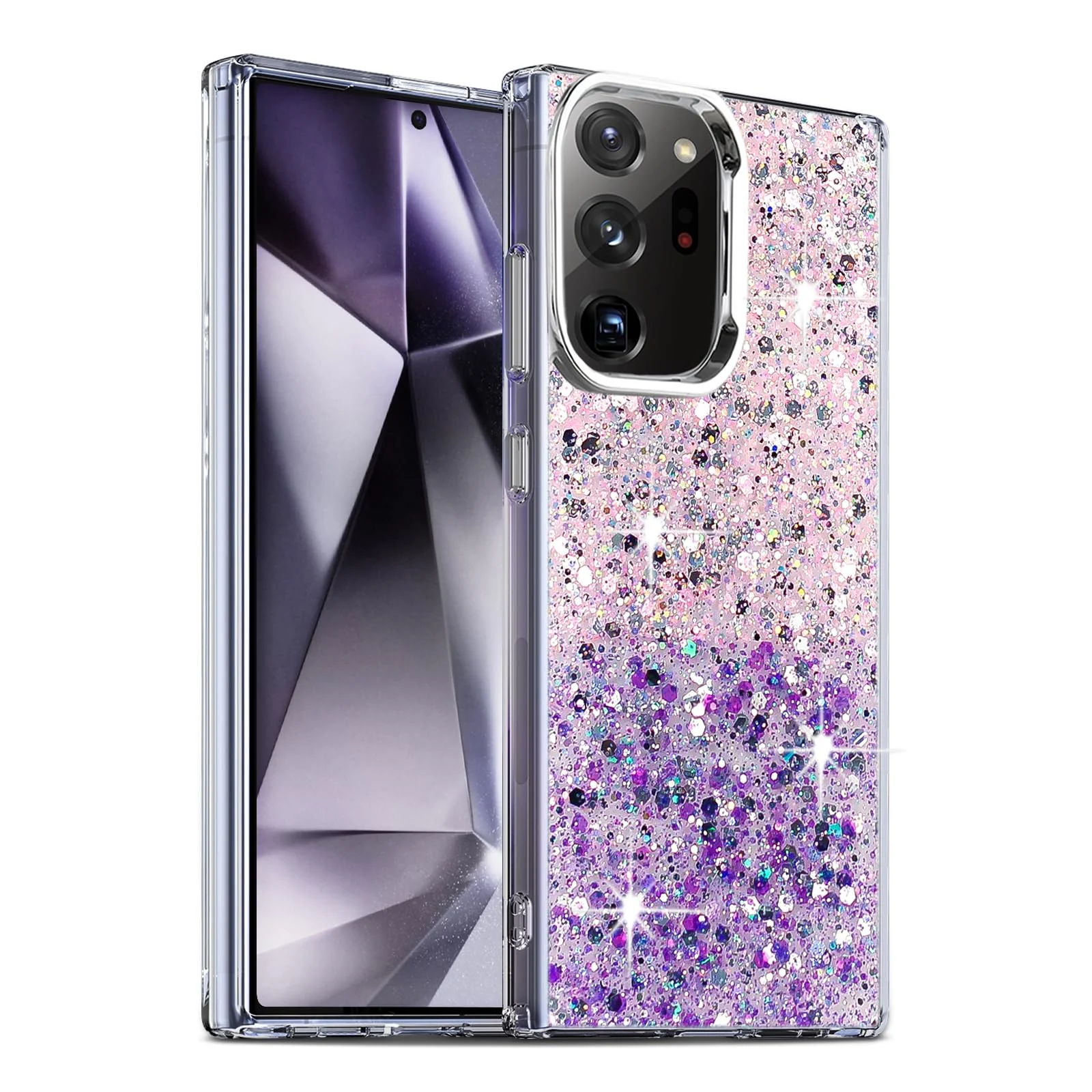 DL3 Mobilak Glitter Protective Case for Samsung Galaxy Note 20 Ultra, Supports wireless charging, Camera protection, Shock-absorbing protection - Pink Purple